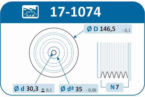 IJS GROUP 17-1074 remskive, veivaksel