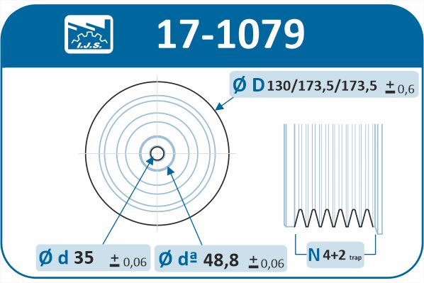IJS GROUP 17-1079 remskive, veivaksel