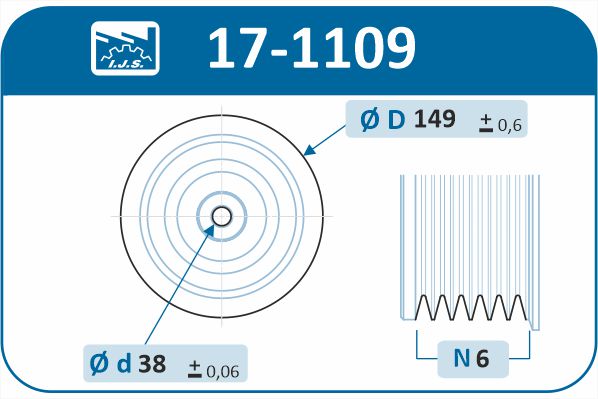 IJS GROUP 17-1109 remskive, veivaksel