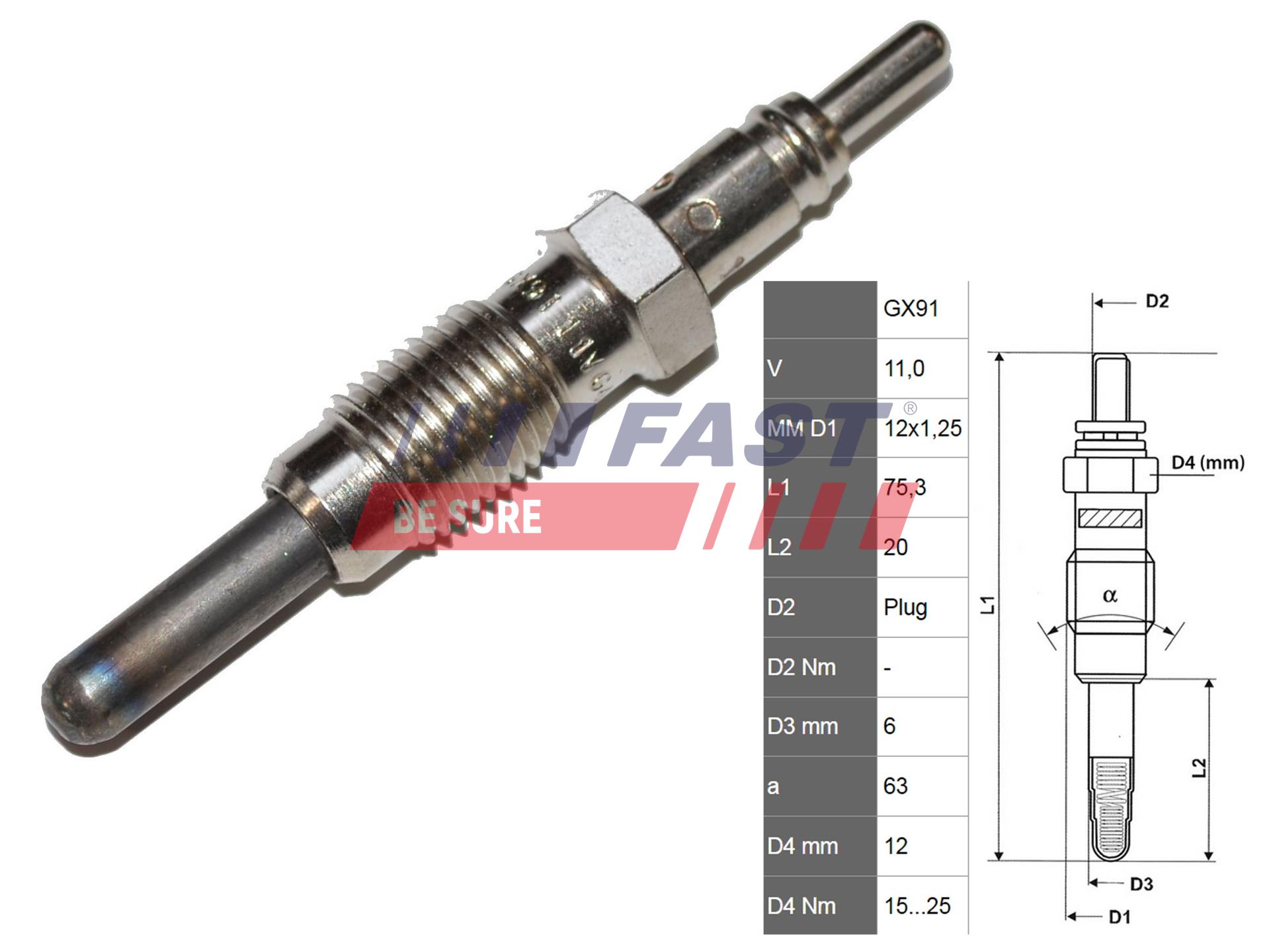 FAST FT82728 Glow Plug for...