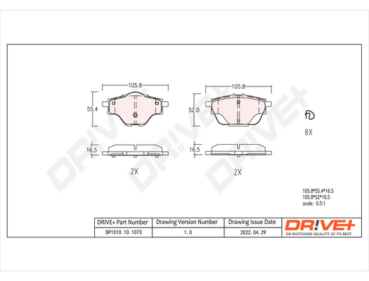 TOMEX Brakes TX 10-27 Bremsekloss sett