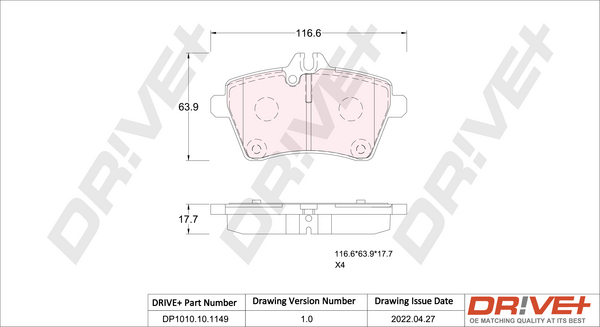 Dr!ve+ DP1010.10.0037 Bremsekloss sett