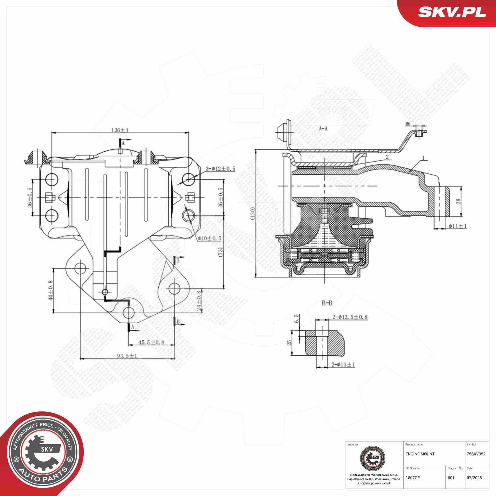 ESEN SKV 75SKV352 Mounting, engine