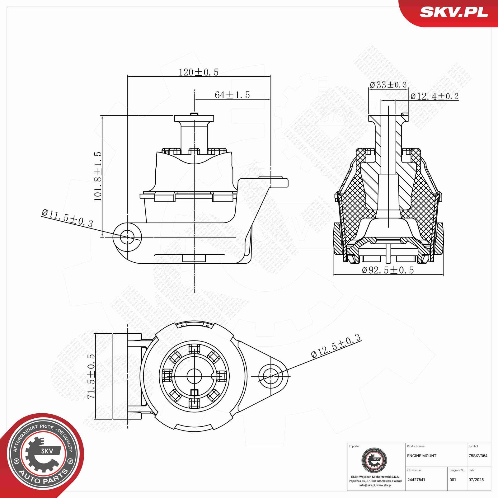 ESEN SKV 75SKV364 Mounting, engine