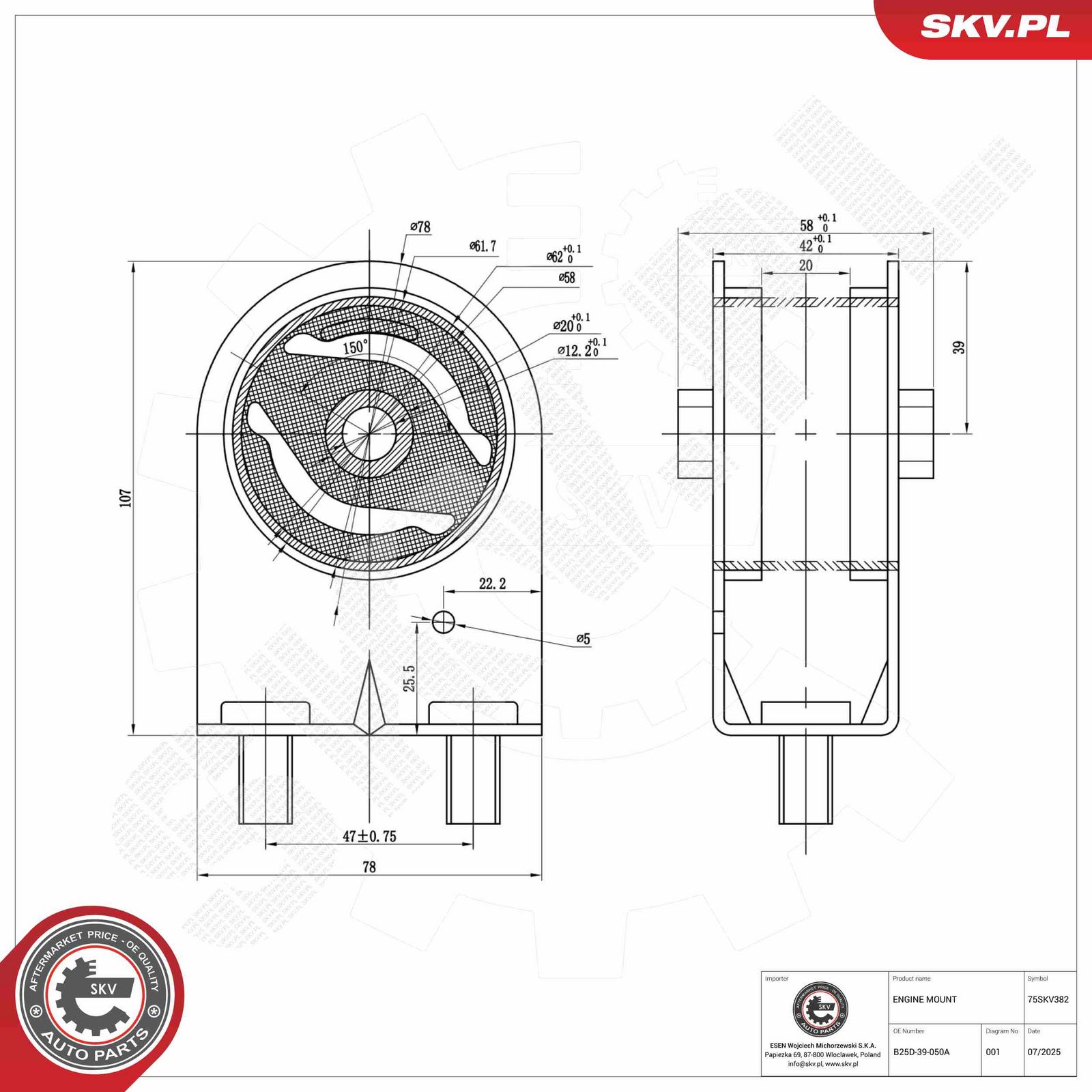 ESEN SKV 75SKV382 Mounting, engine