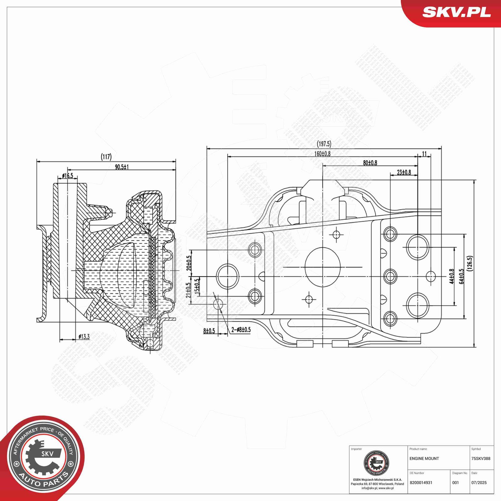 ESEN SKV 75SKV388 Mounting, engine