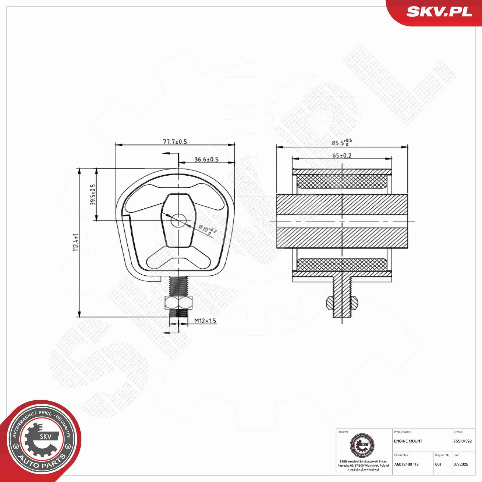 ESEN SKV 75SKV392 Mounting, engine