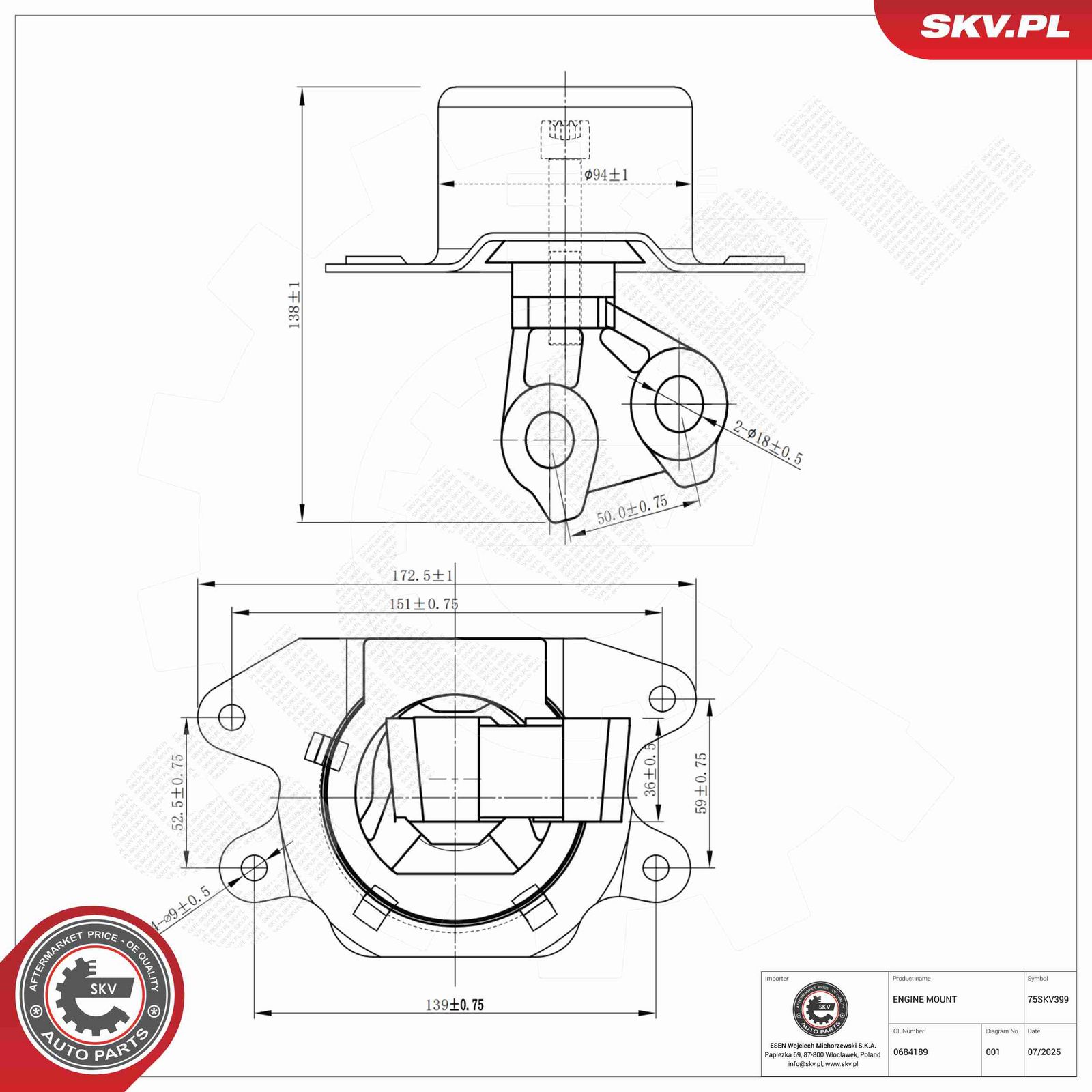 ESEN SKV 75SKV399 Mounting, engine