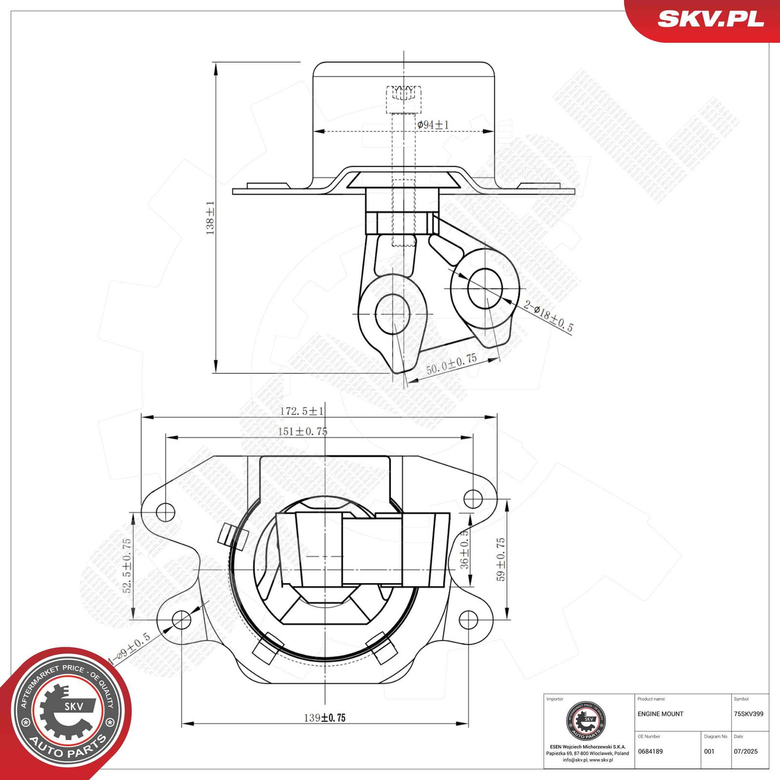 ESEN SKV 75SKV399 Mounting, engine