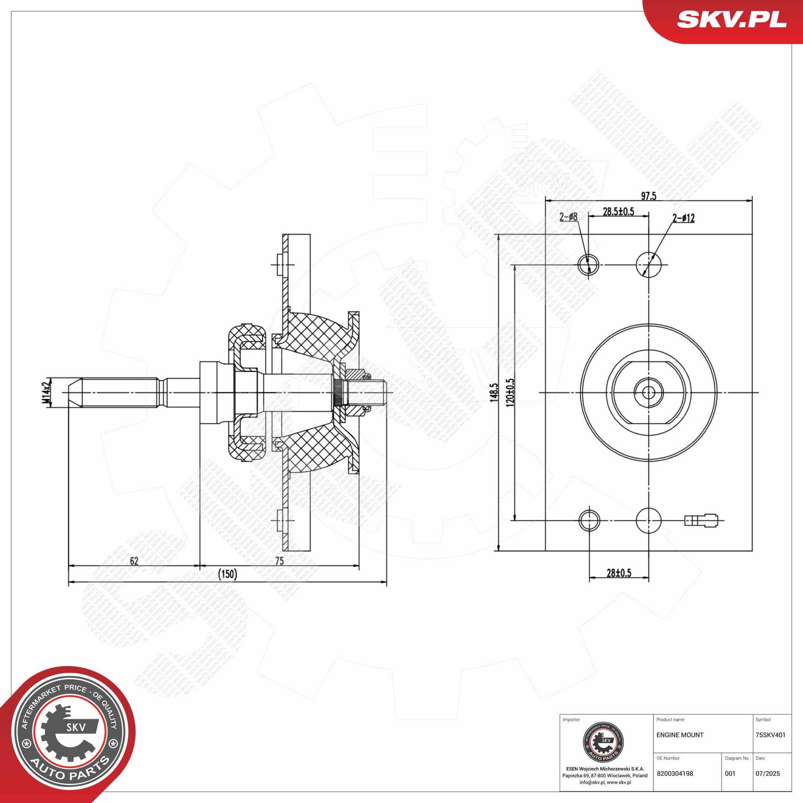 ESEN SKV 75SKV401 Mounting, engine