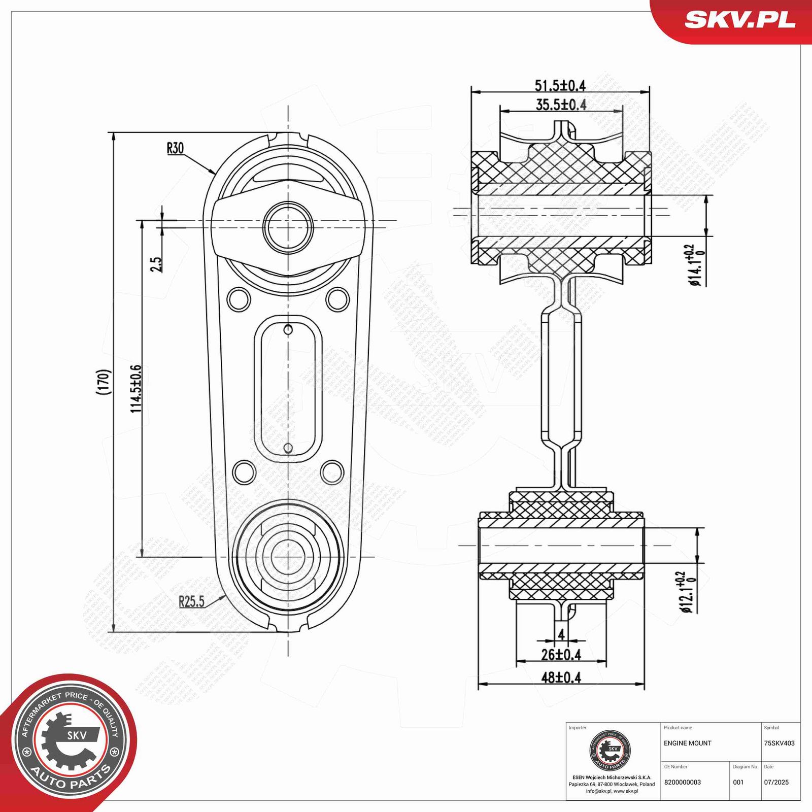 ESEN SKV 75SKV403 Mounting, engine