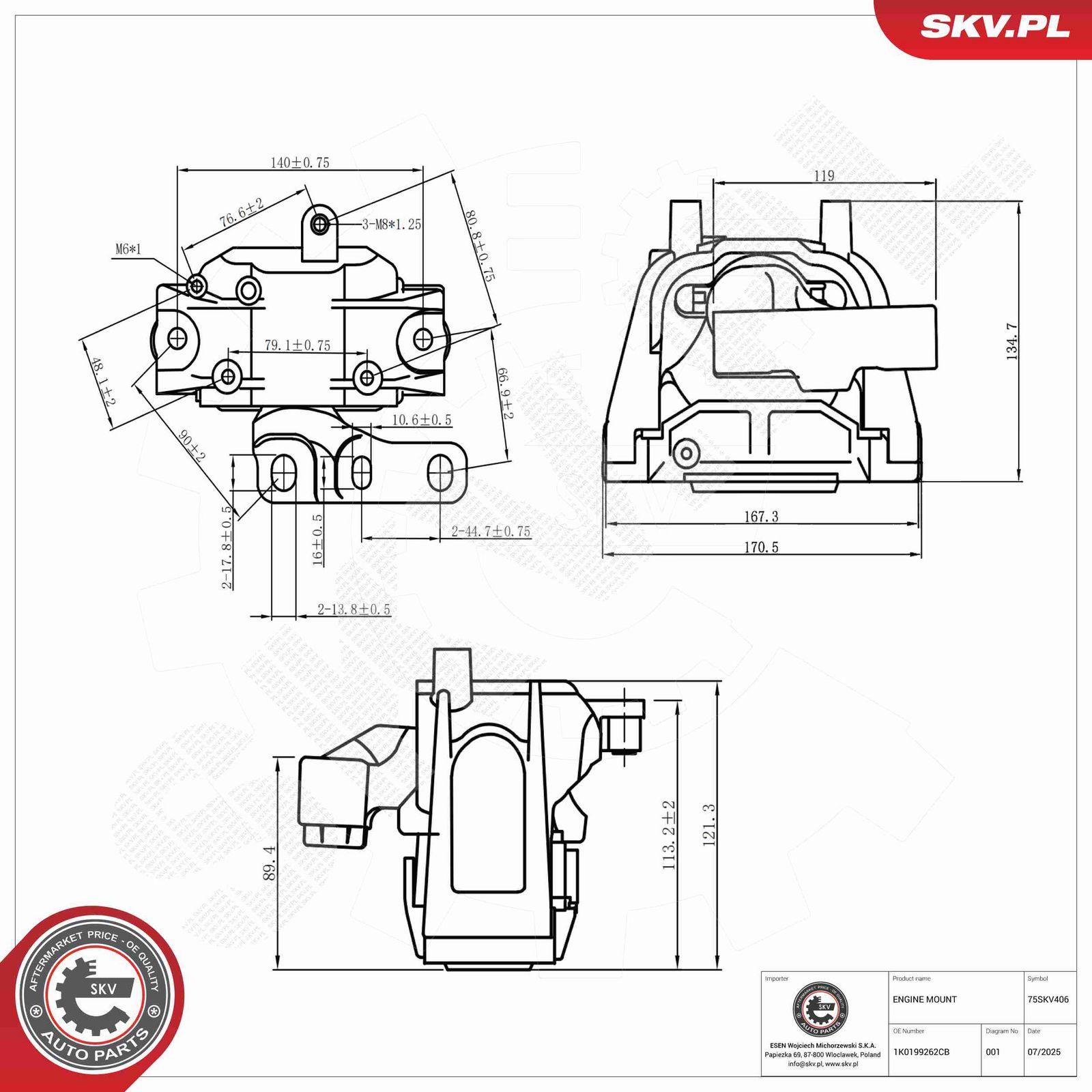 ESEN SKV 75SKV406 Mounting, engine
