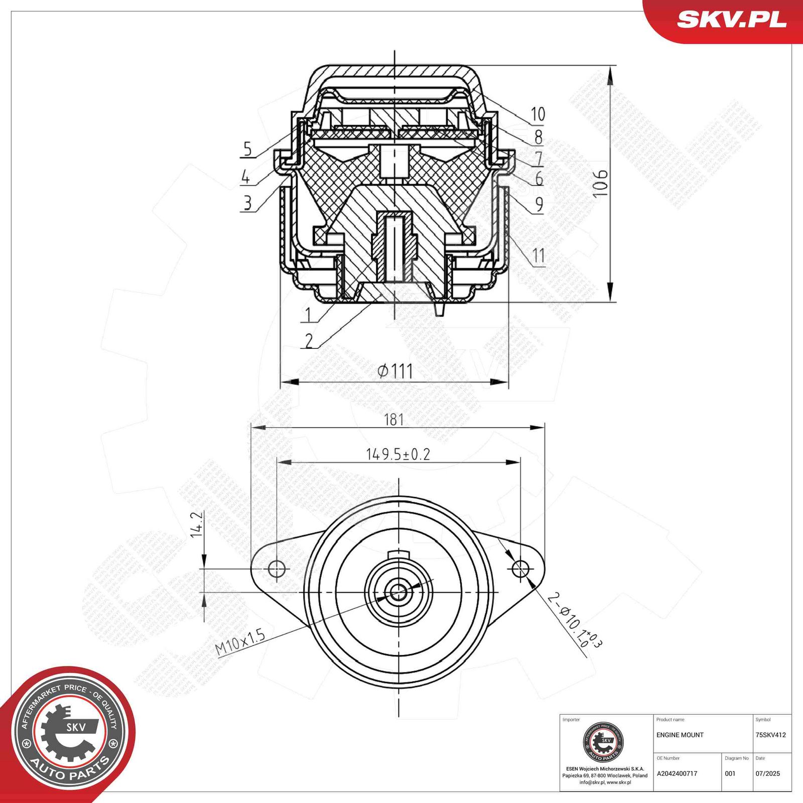 ESEN SKV 75SKV412 Mounting, engine