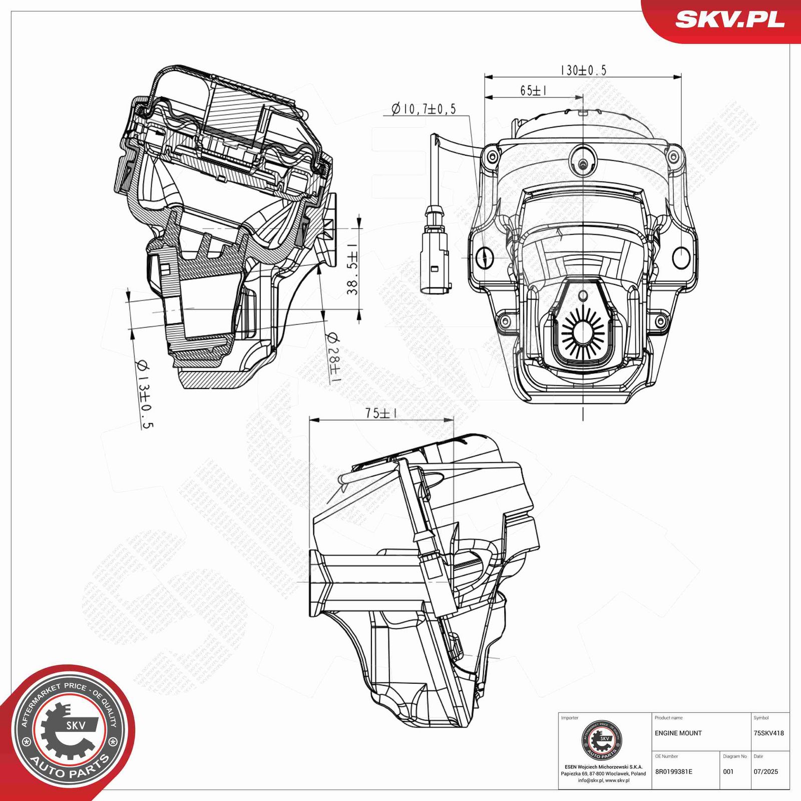 ESEN SKV 75SKV418 Mounting, engine