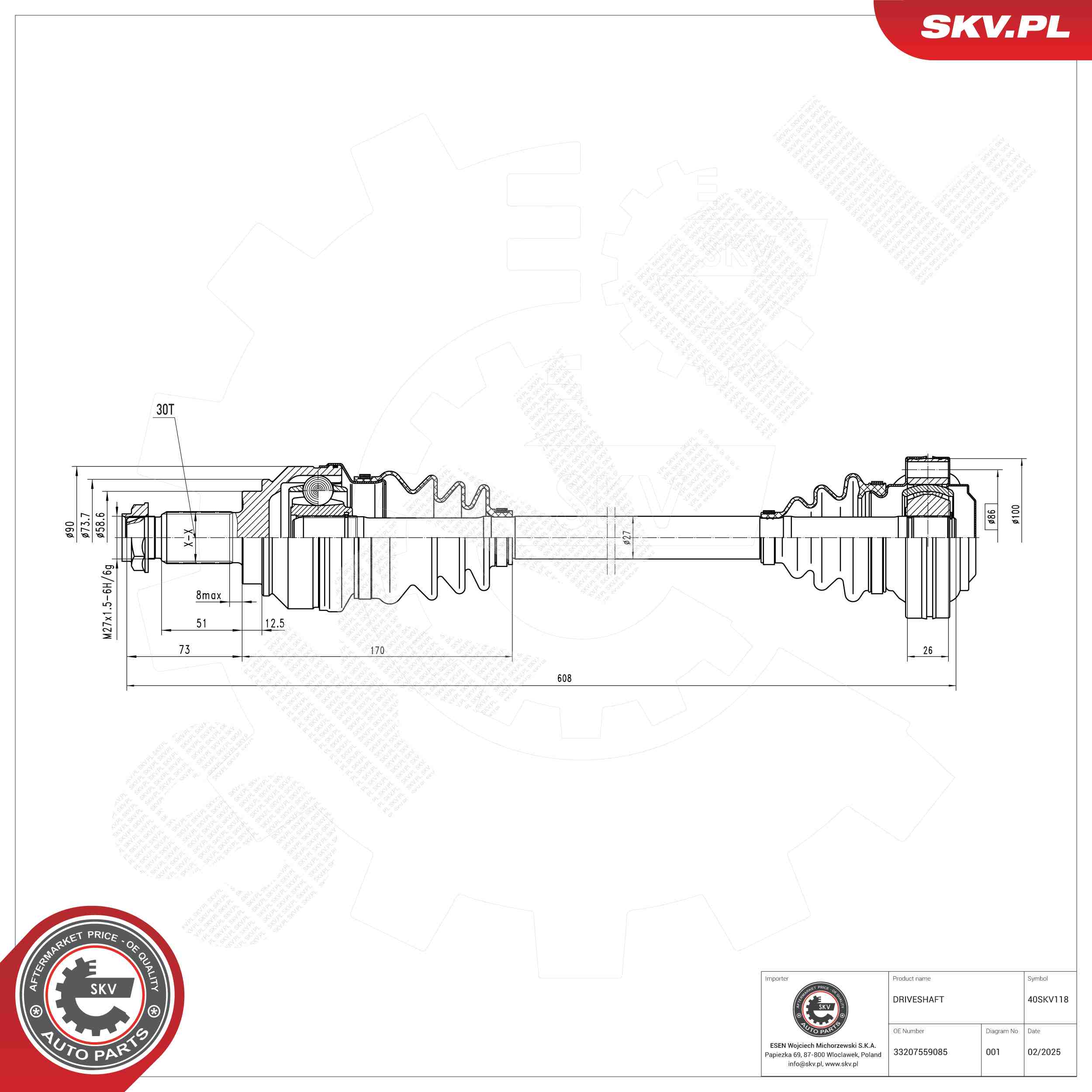 ESEN SKV 40SKV118 Drive Shaft