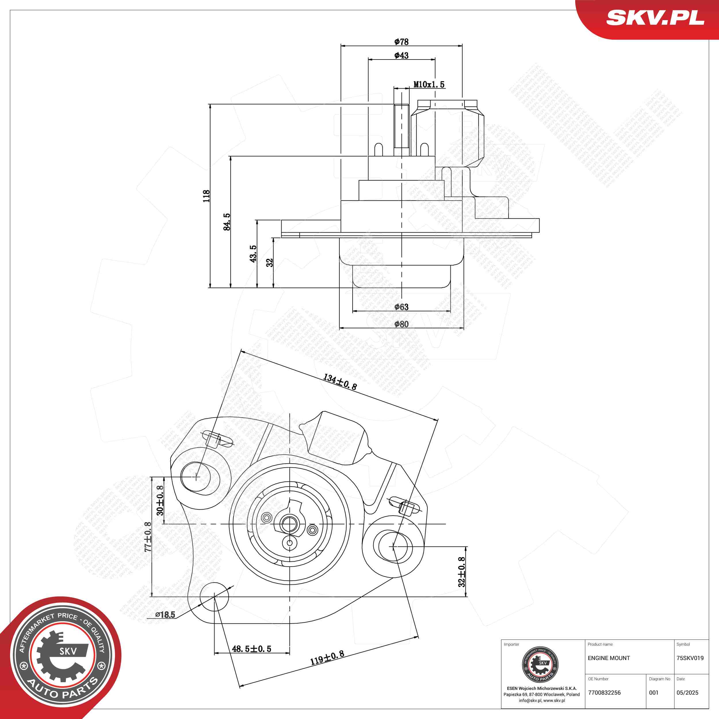 ESEN SKV 75SKV019 Mounting, engine