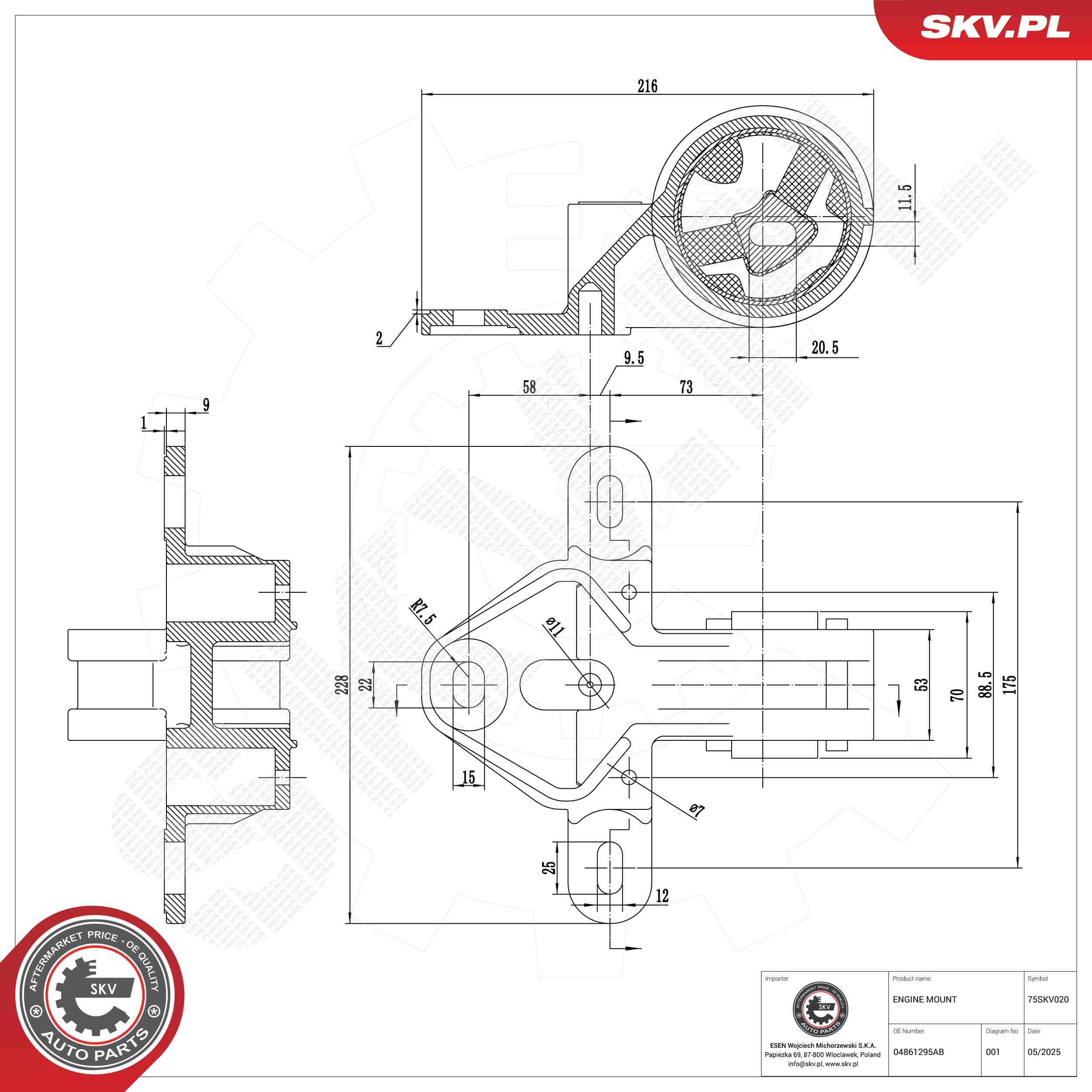 ESEN SKV 75SKV020 Mounting, engine