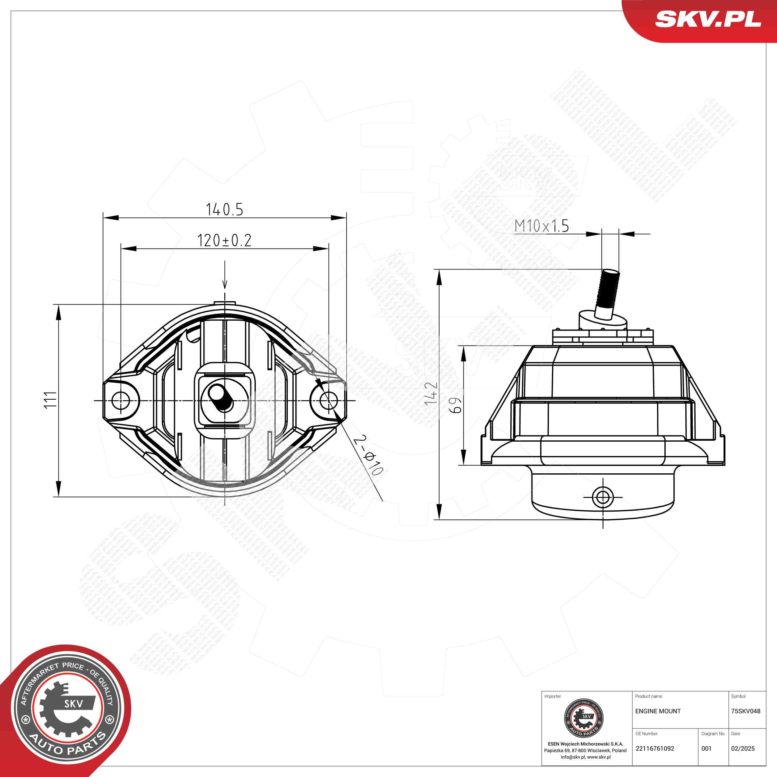 ESEN SKV 75SKV048 Mounting, engine