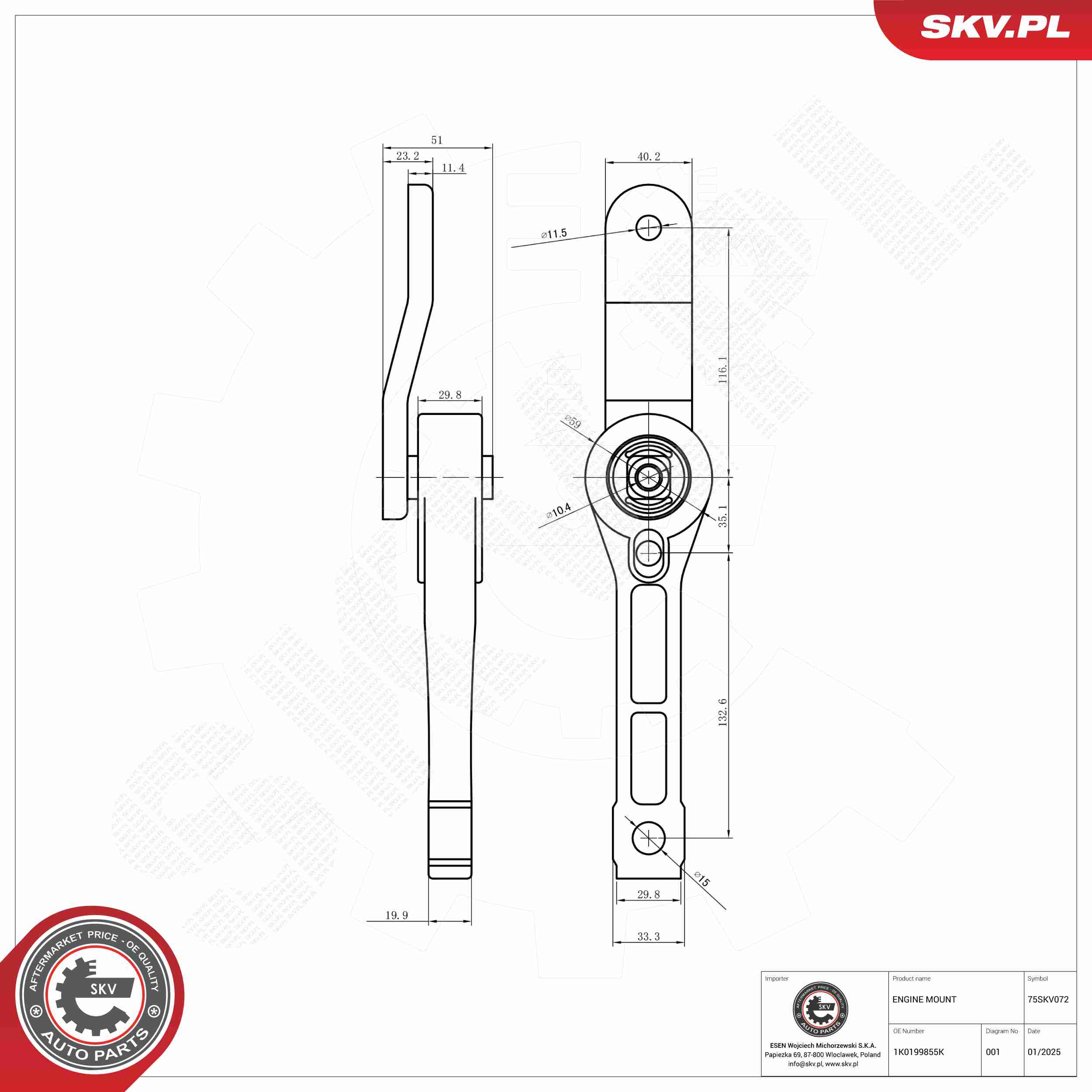 ESEN SKV 75SKV072 Mounting, engine