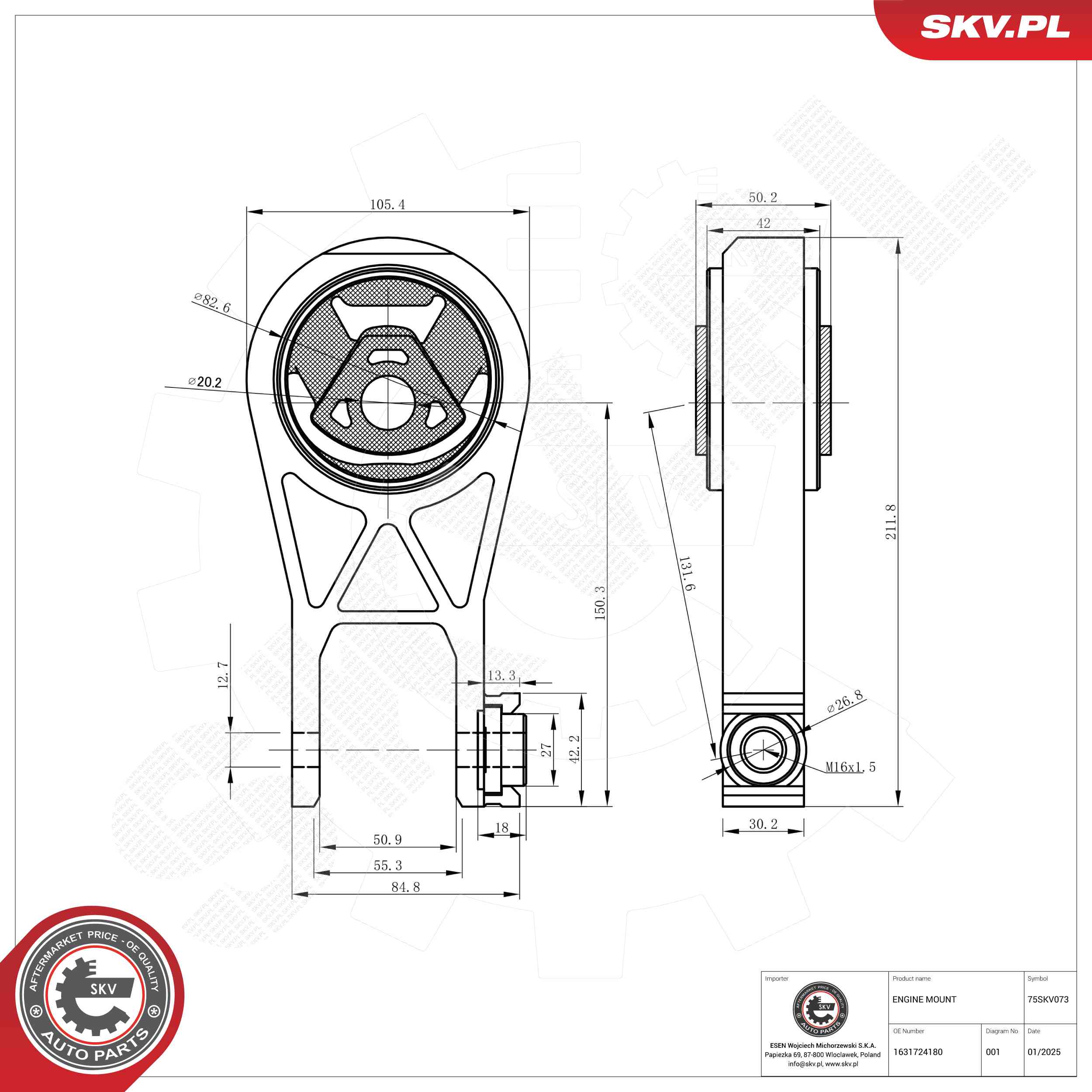 ESEN SKV 75SKV073 Mounting, engine