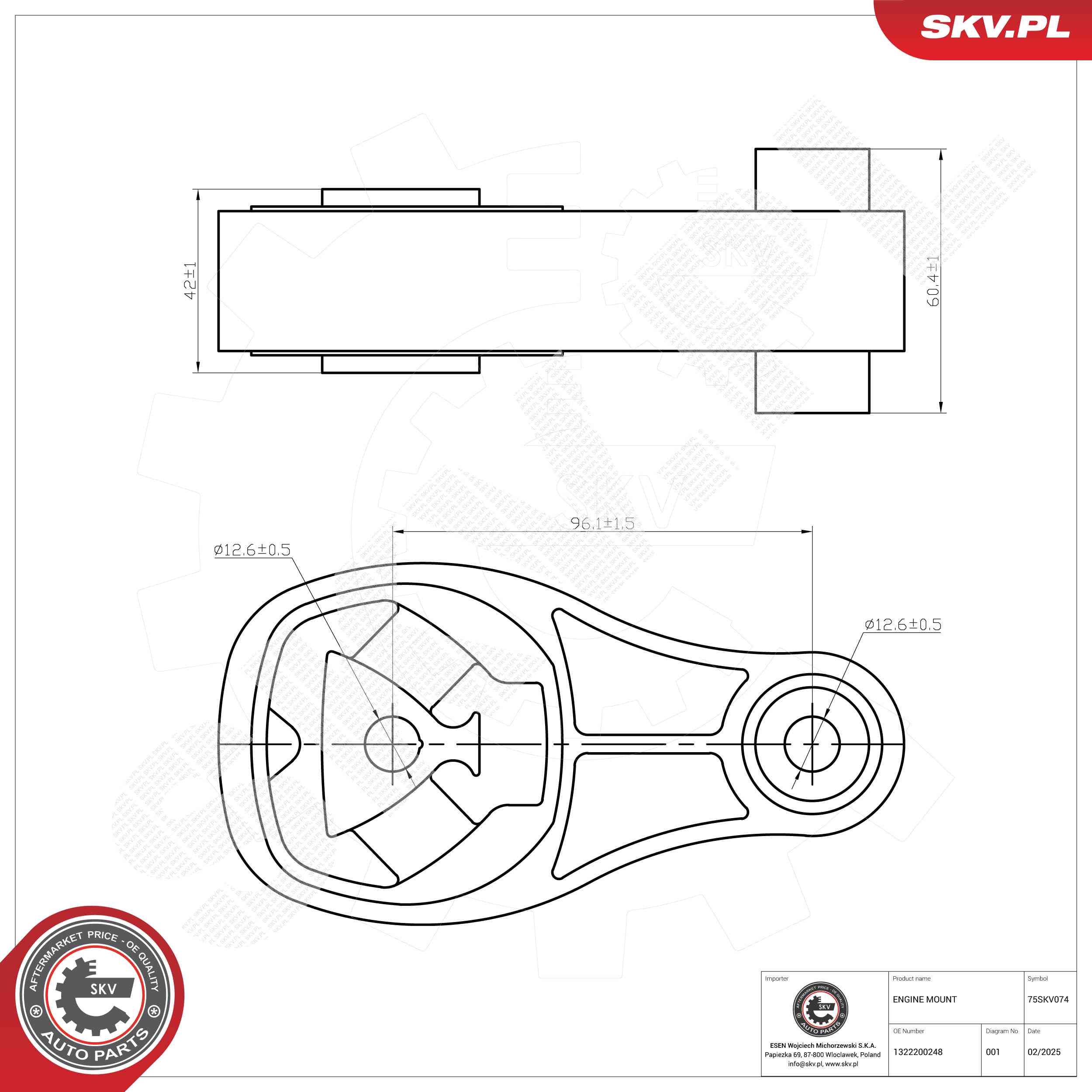 ESEN SKV 75SKV074 Mounting, engine