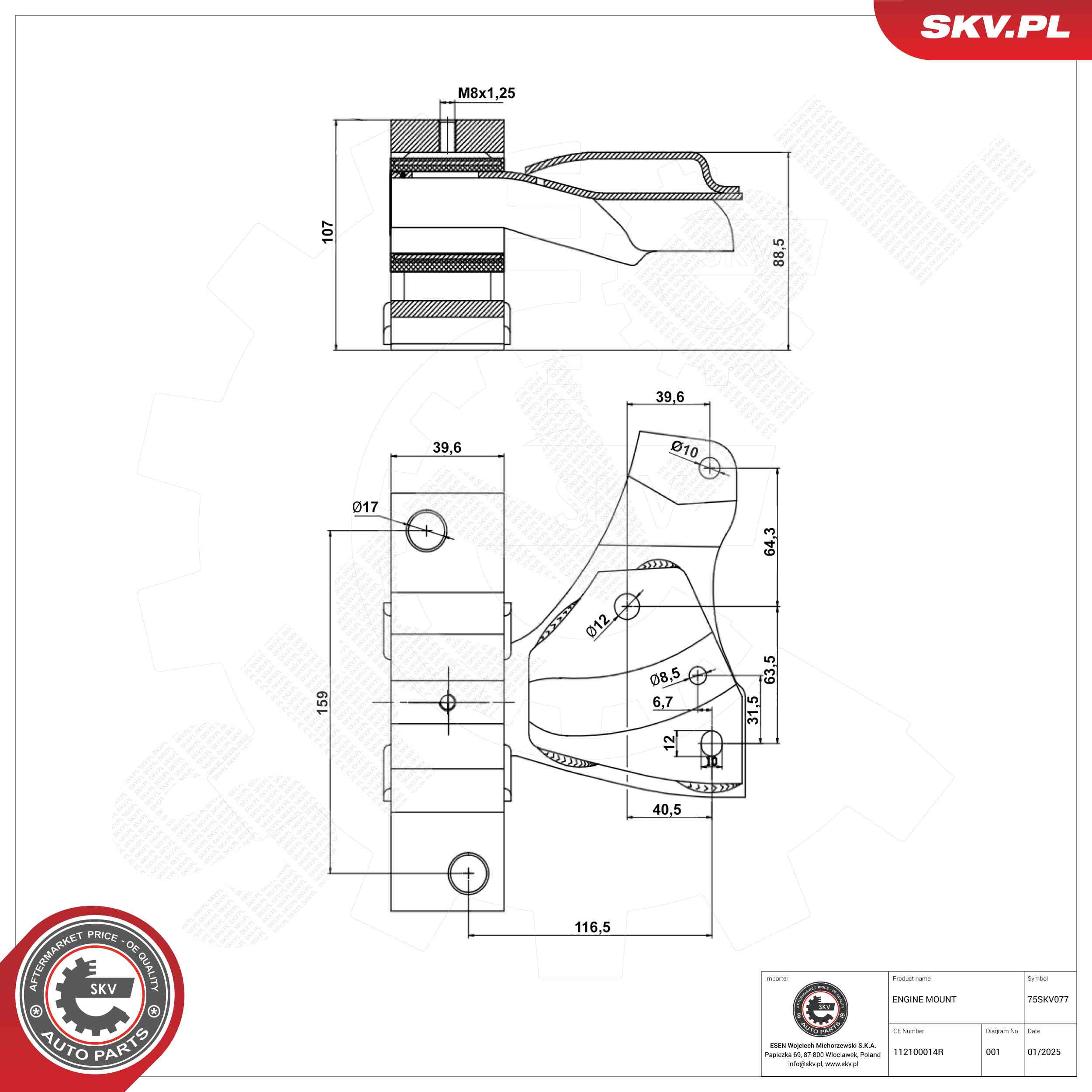 ESEN SKV 75SKV077 Mounting, engine
