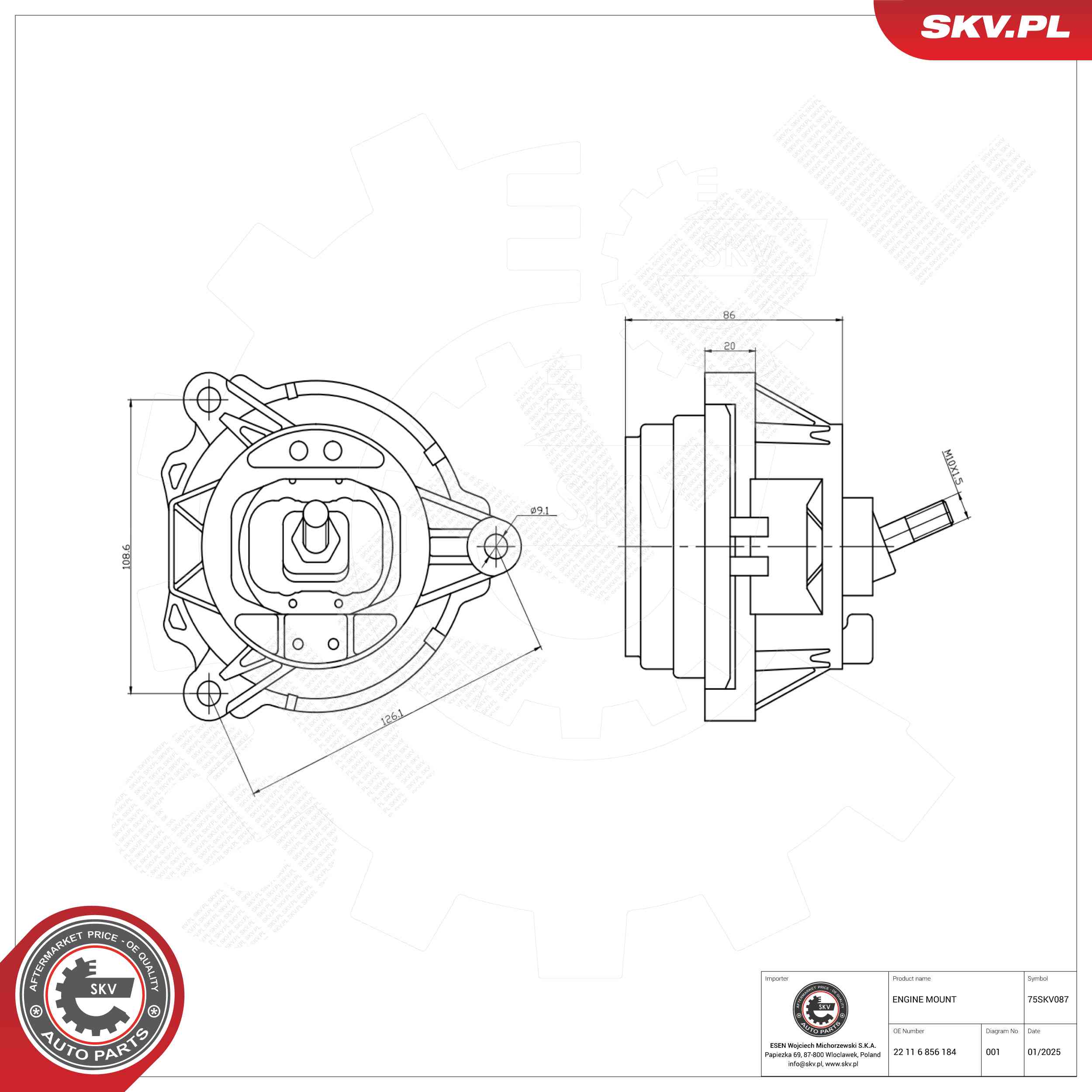 ESEN SKV 75SKV087 Mounting, engine