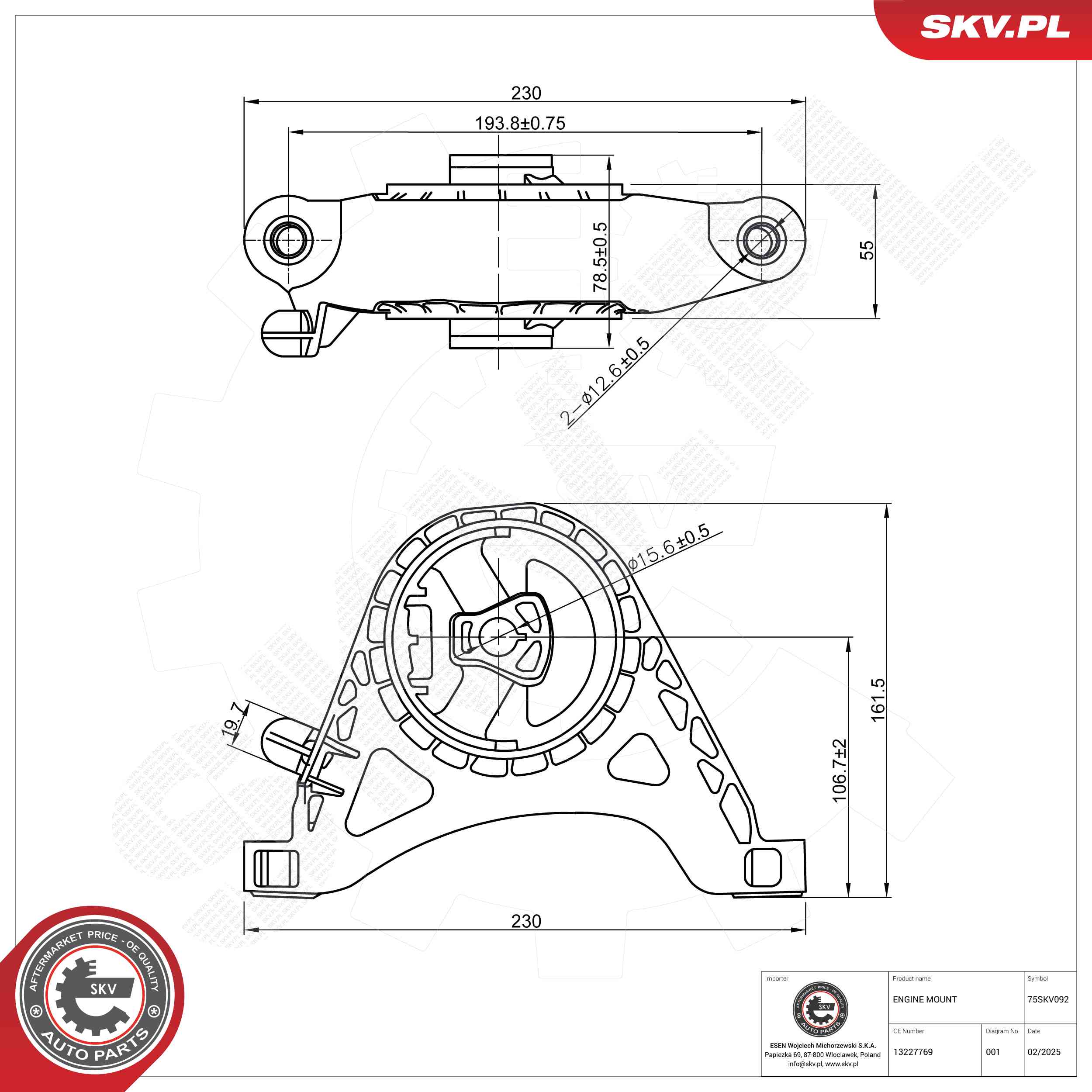 ESEN SKV 75SKV092 Mounting, engine