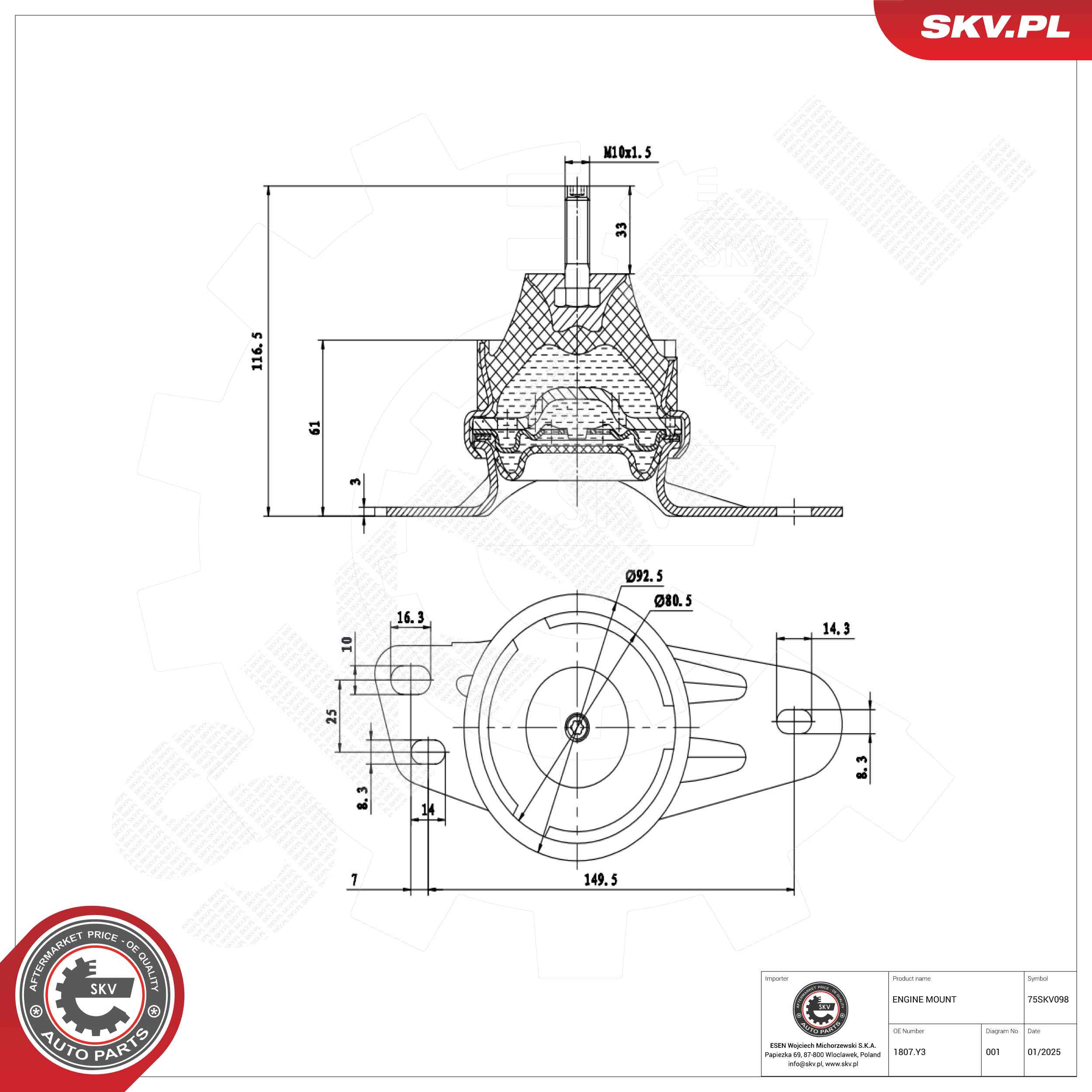 ESEN SKV 75SKV098 Mounting, engine