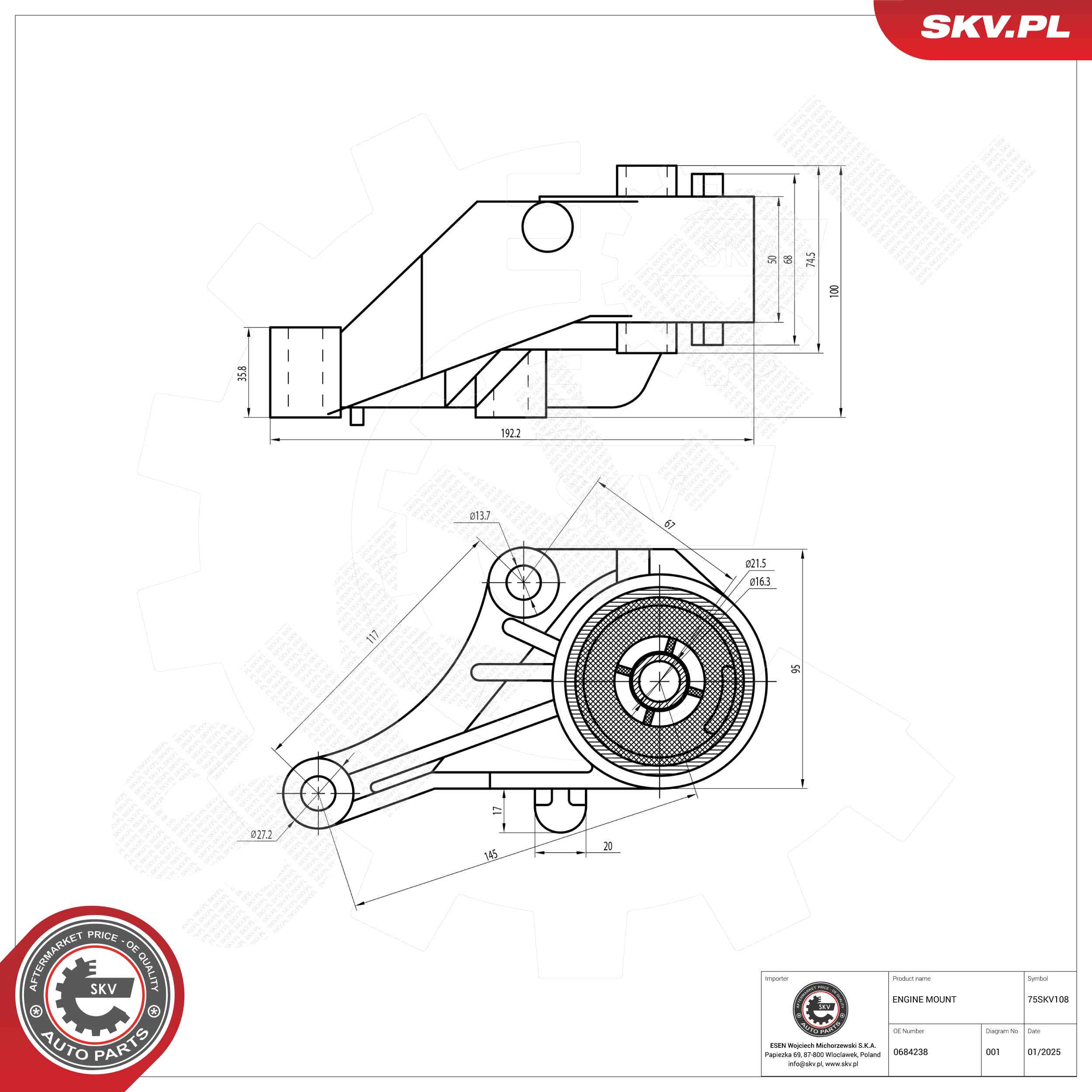 ESEN SKV 75SKV108 Mounting, engine