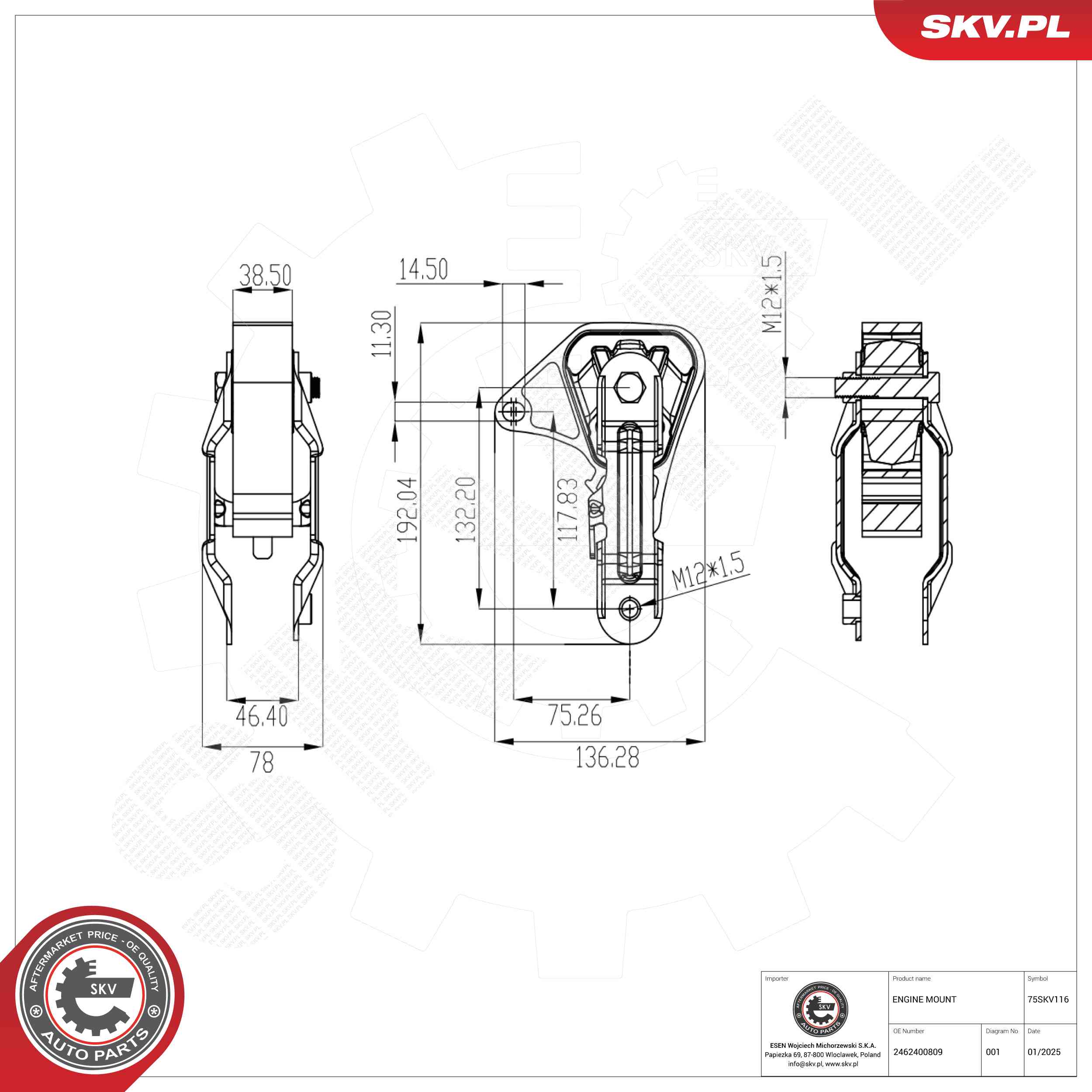 ESEN SKV 75SKV116 Mounting, engine