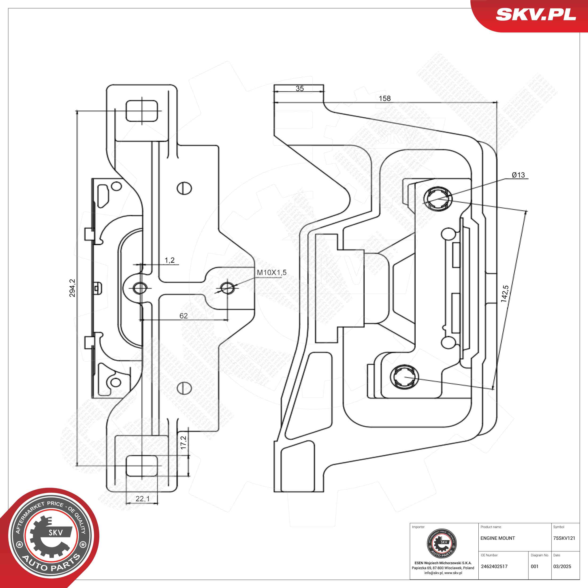 ESEN SKV 75SKV121 Mounting, engine