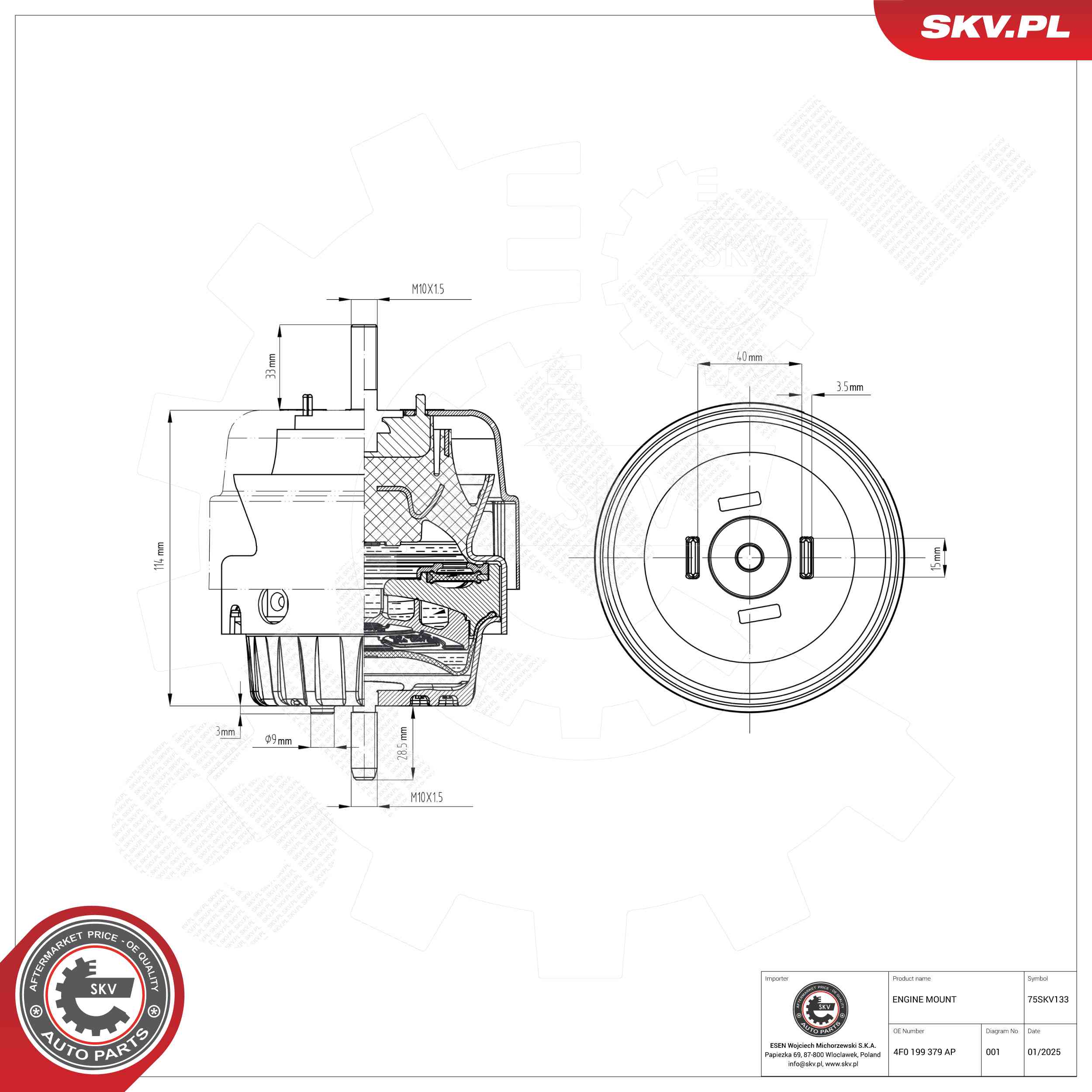 ESEN SKV 75SKV133 Mounting, engine