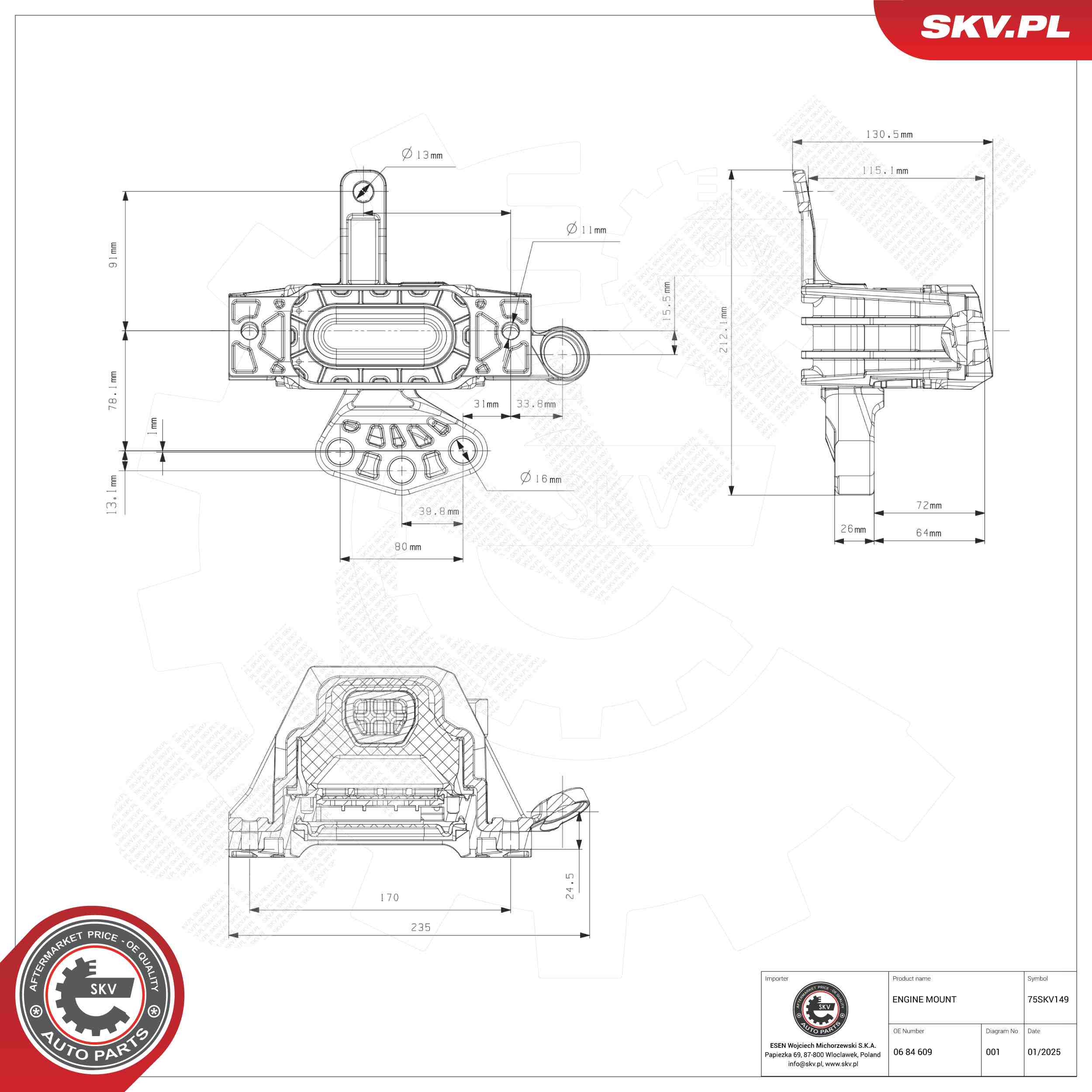 ESEN SKV 75SKV149 Mounting, engine