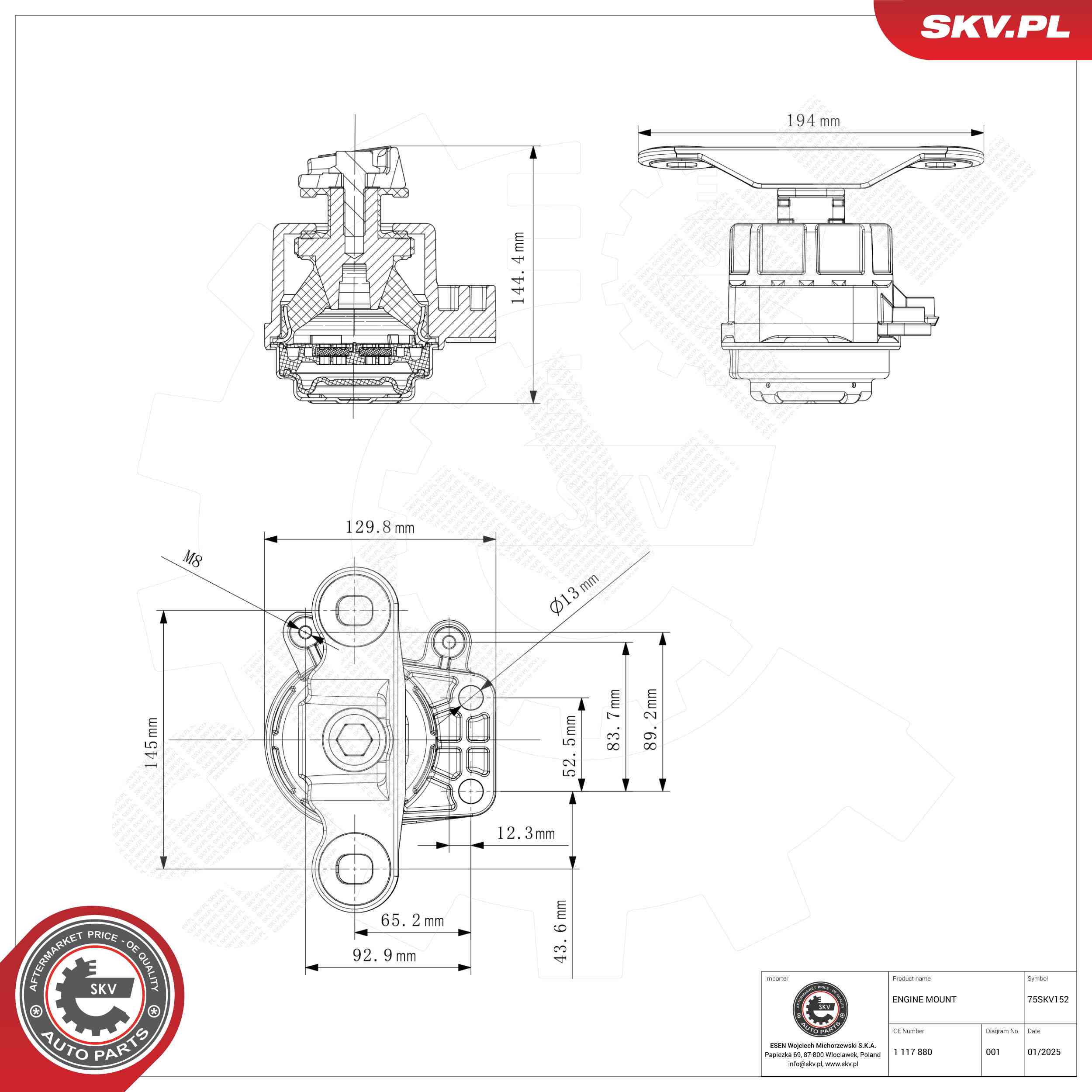 ESEN SKV 75SKV152 Mounting, engine