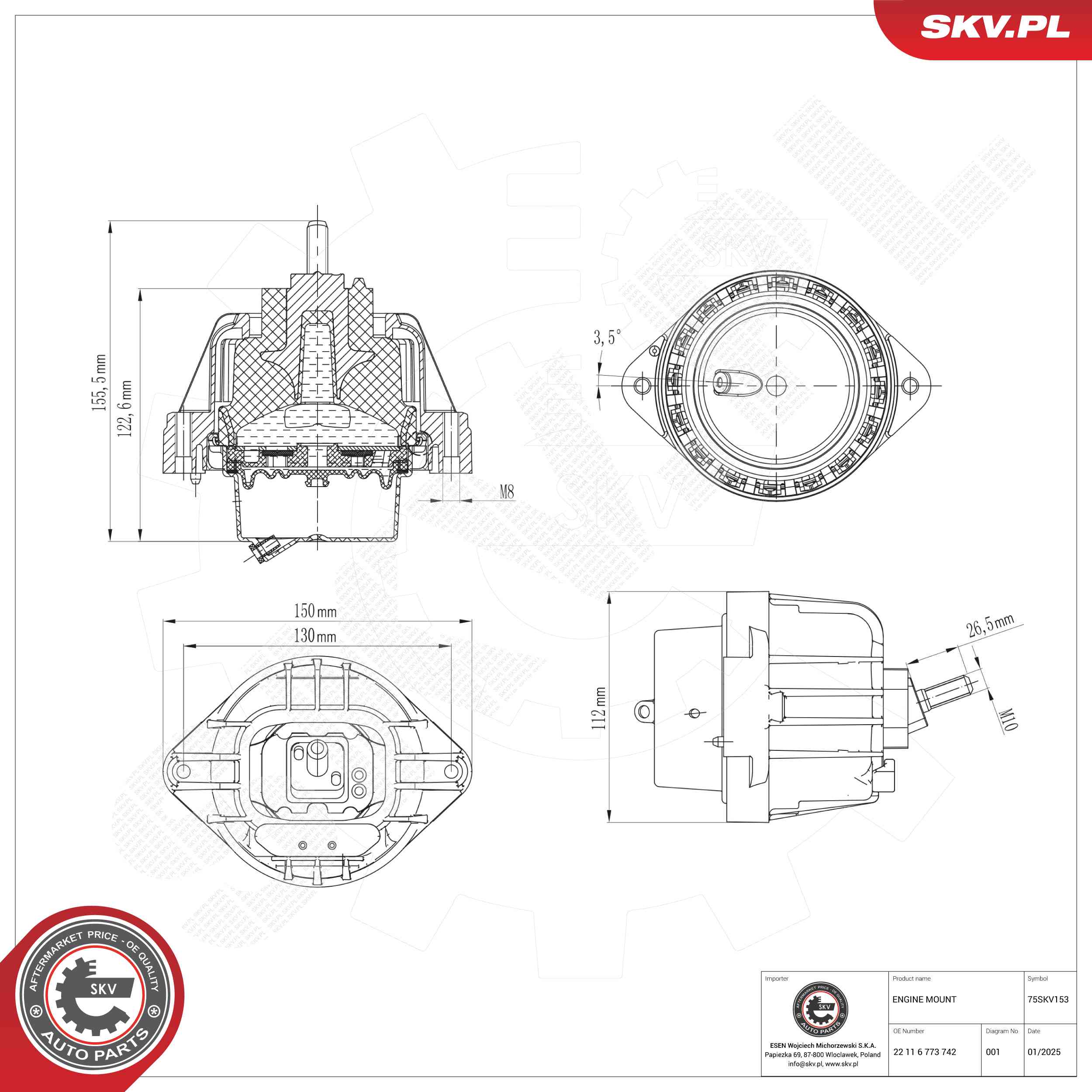 ESEN SKV 75SKV153 Mounting, engine
