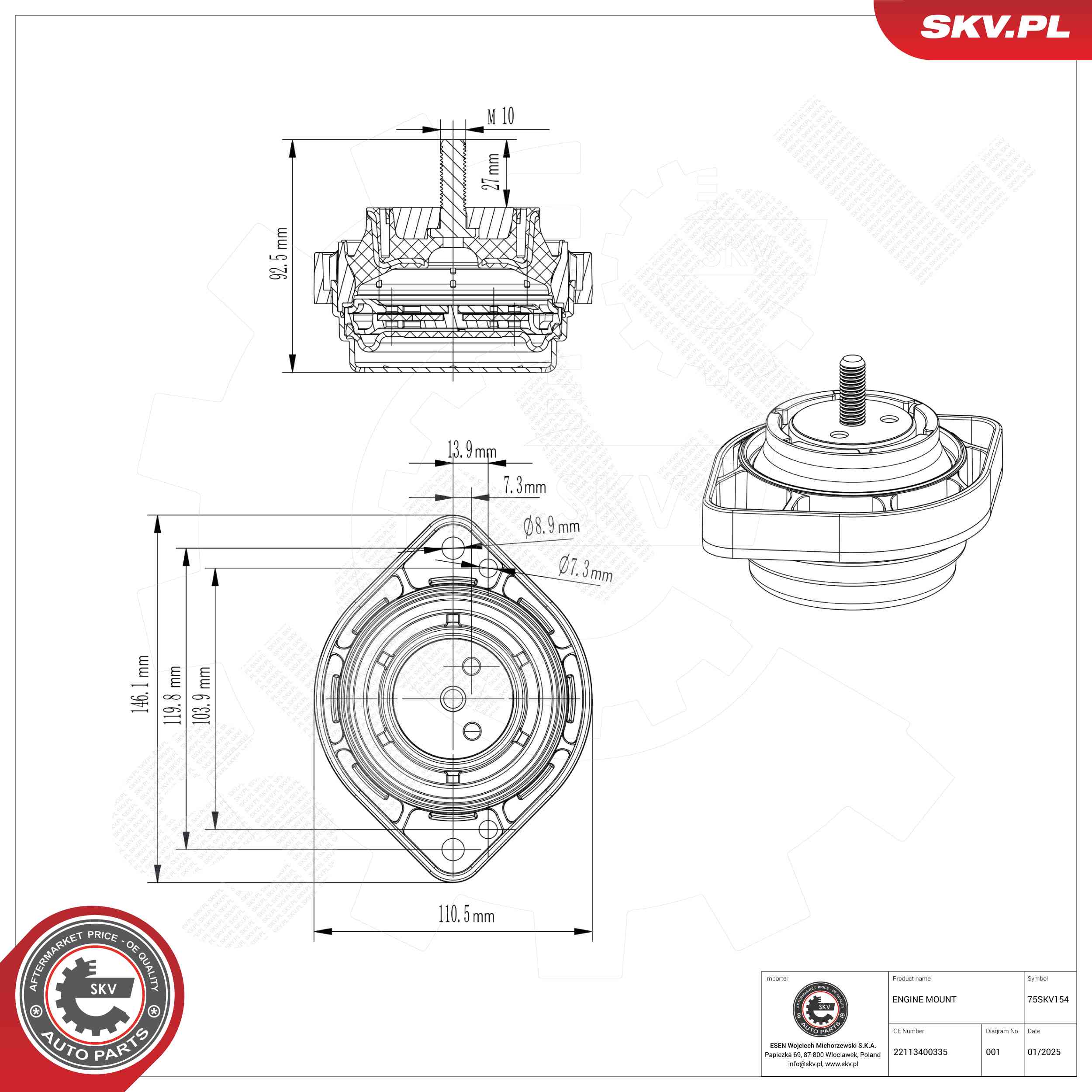 ESEN SKV 75SKV154 Mounting, engine
