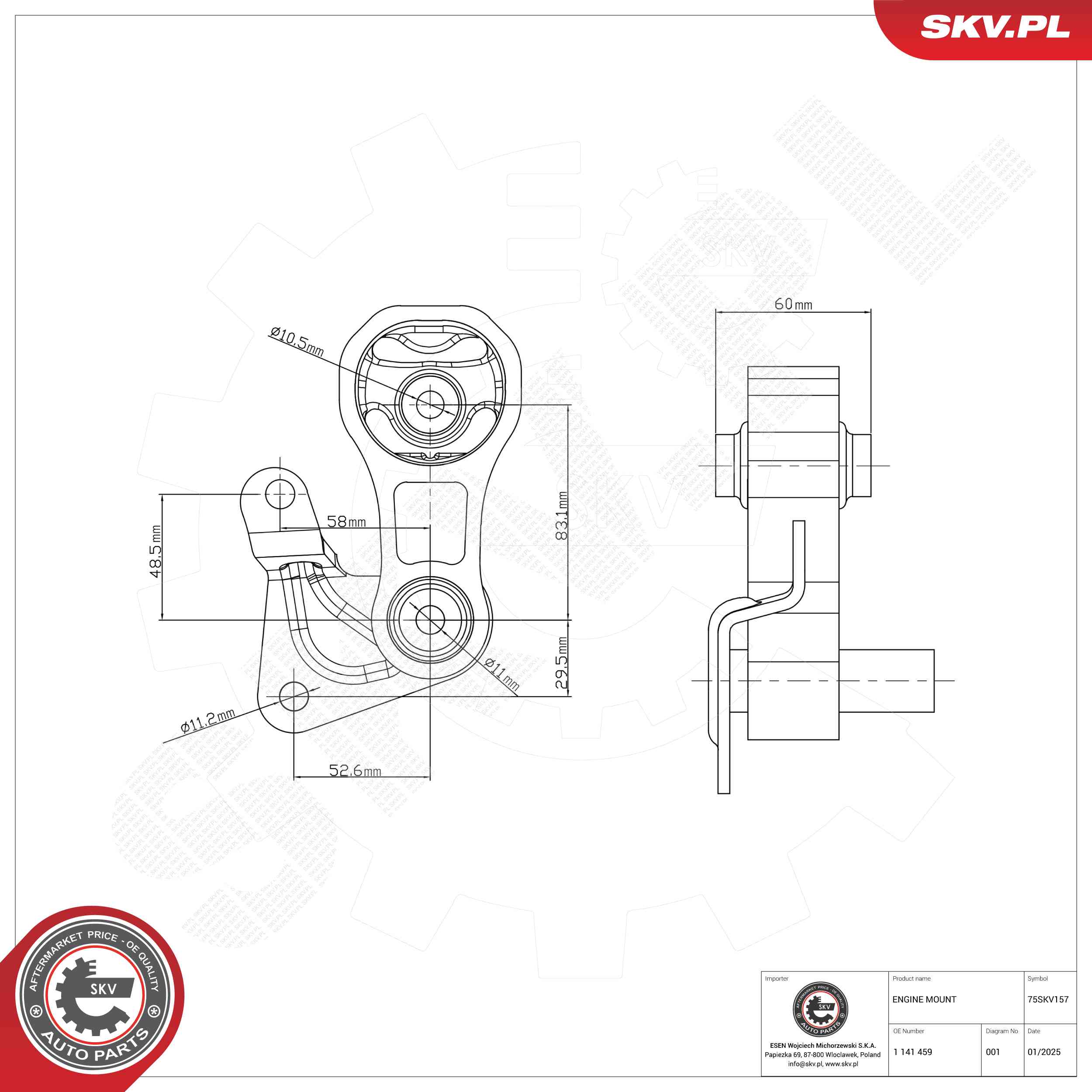 ESEN SKV 75SKV157 Mounting, engine