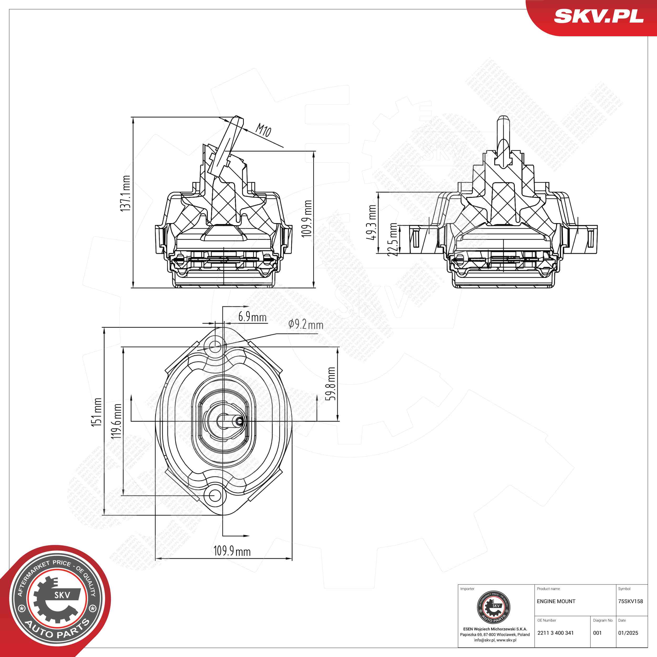 ESEN SKV 75SKV158 Mounting, engine