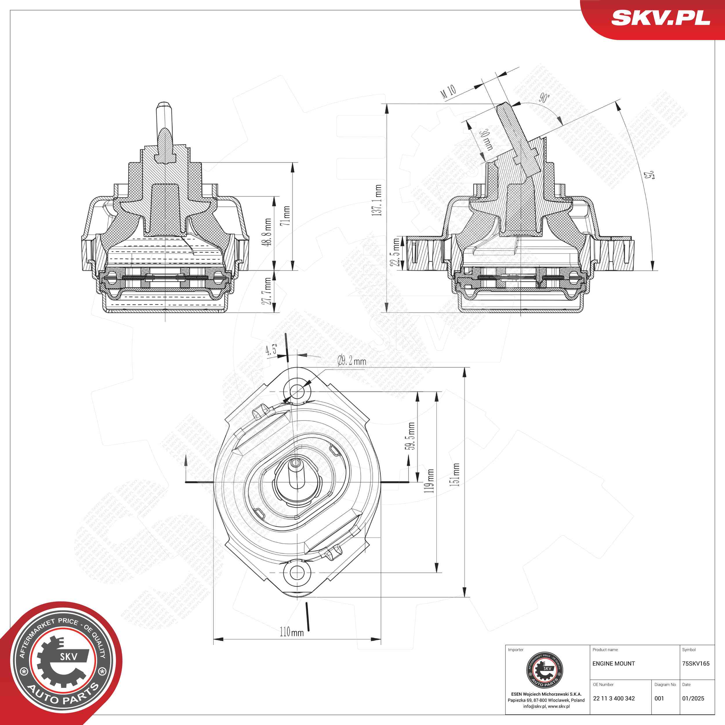 ESEN SKV 75SKV165 Mounting, engine