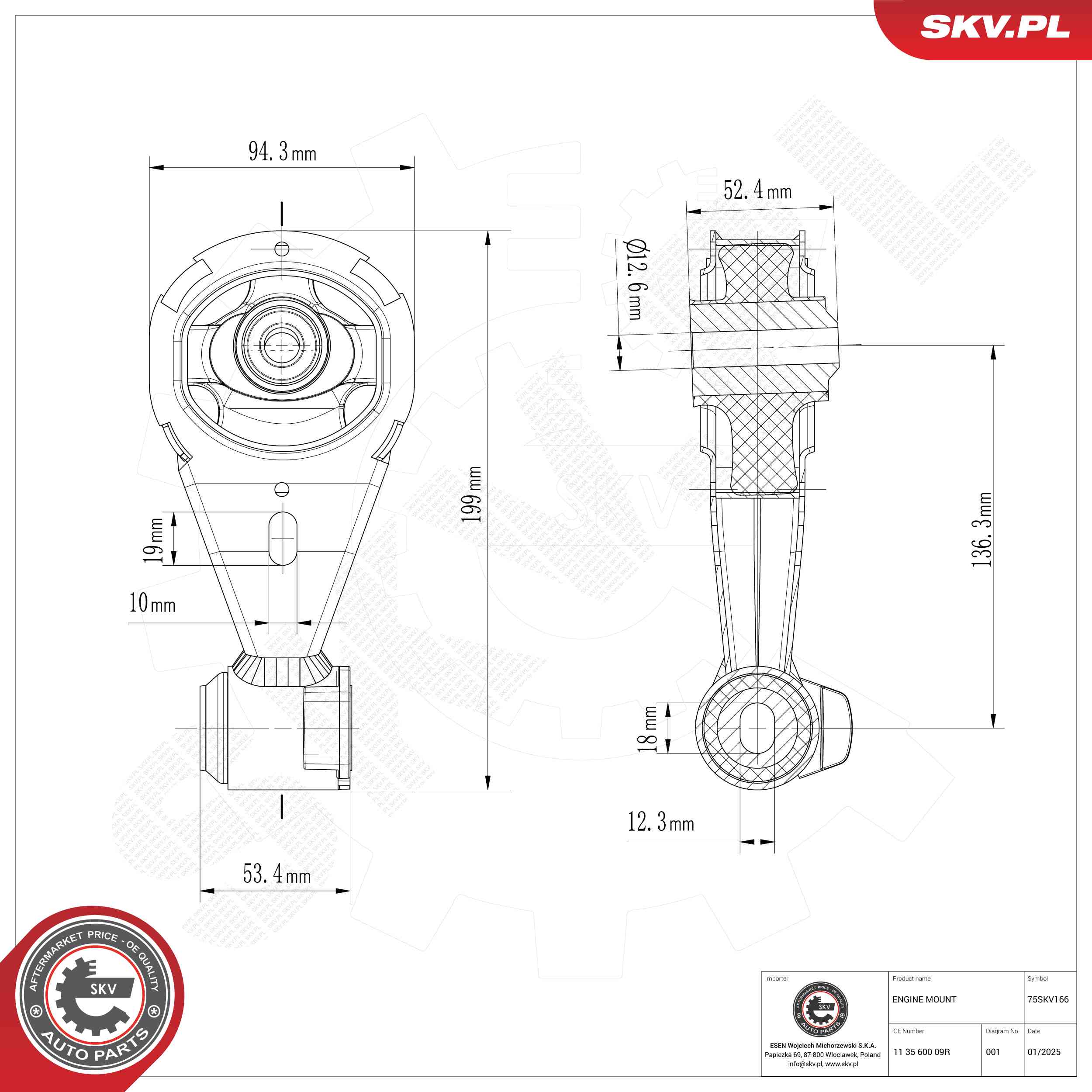 ESEN SKV 75SKV166 Mounting, engine