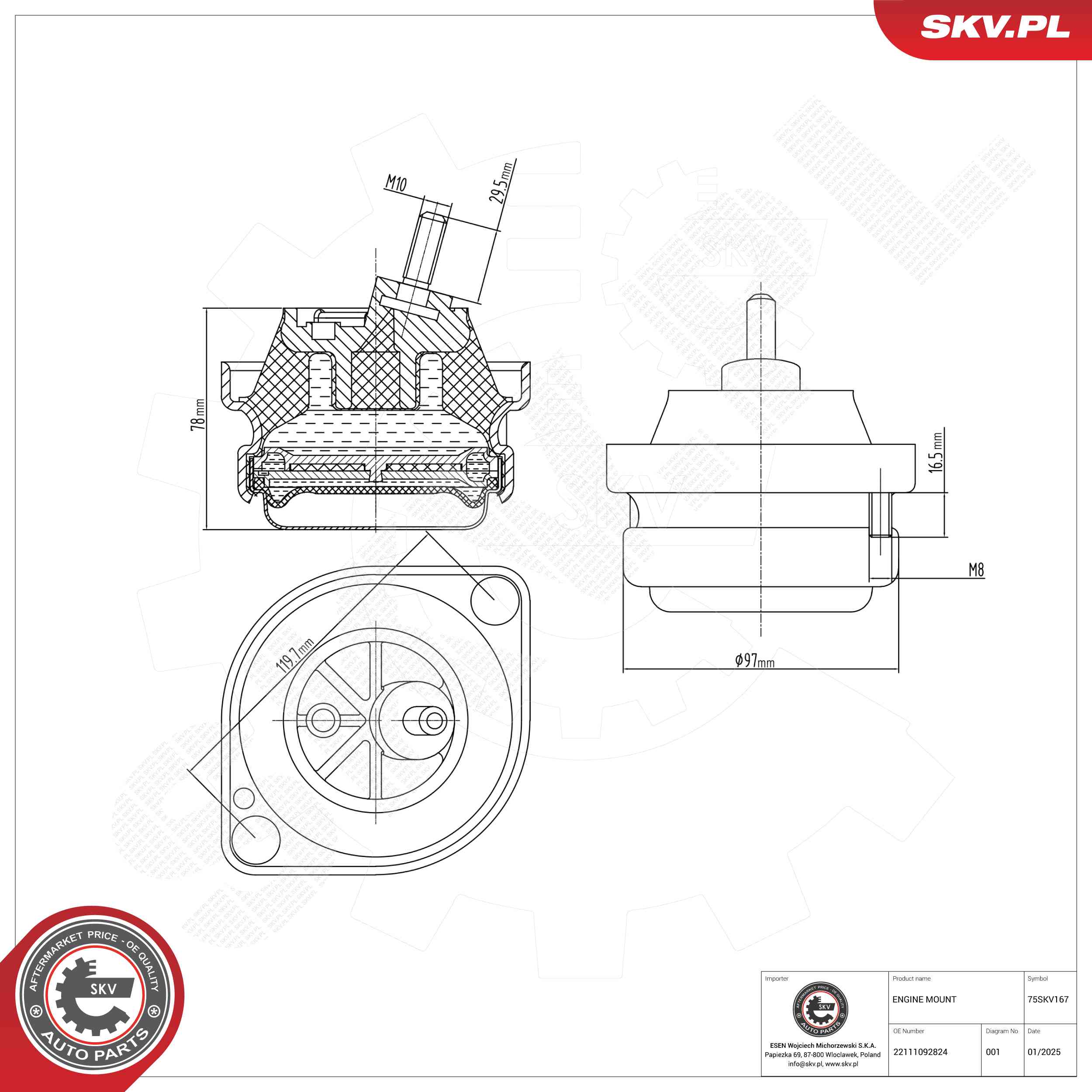 ESEN SKV 75SKV167 Mounting, engine