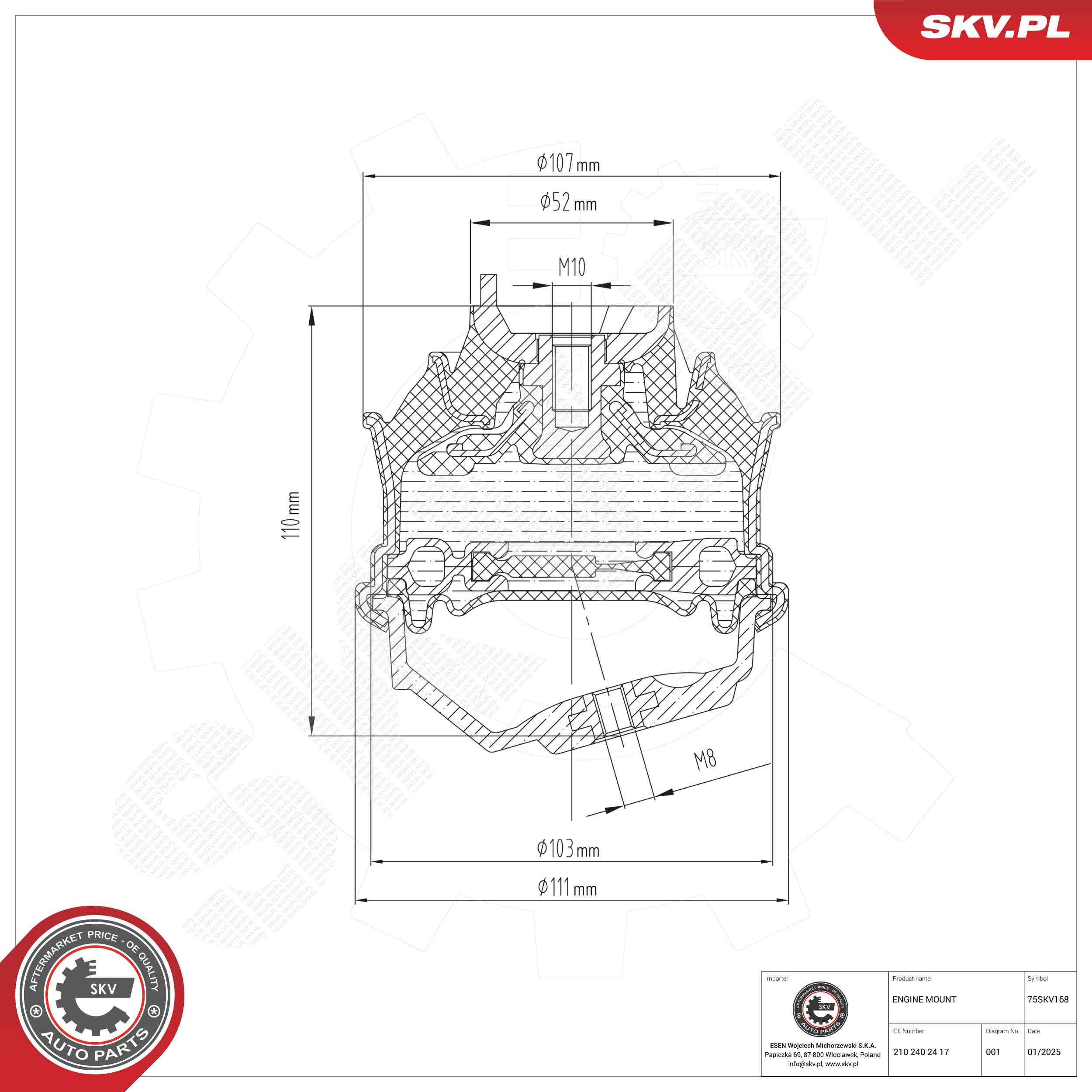 ESEN SKV 75SKV168 Uloženie, motor