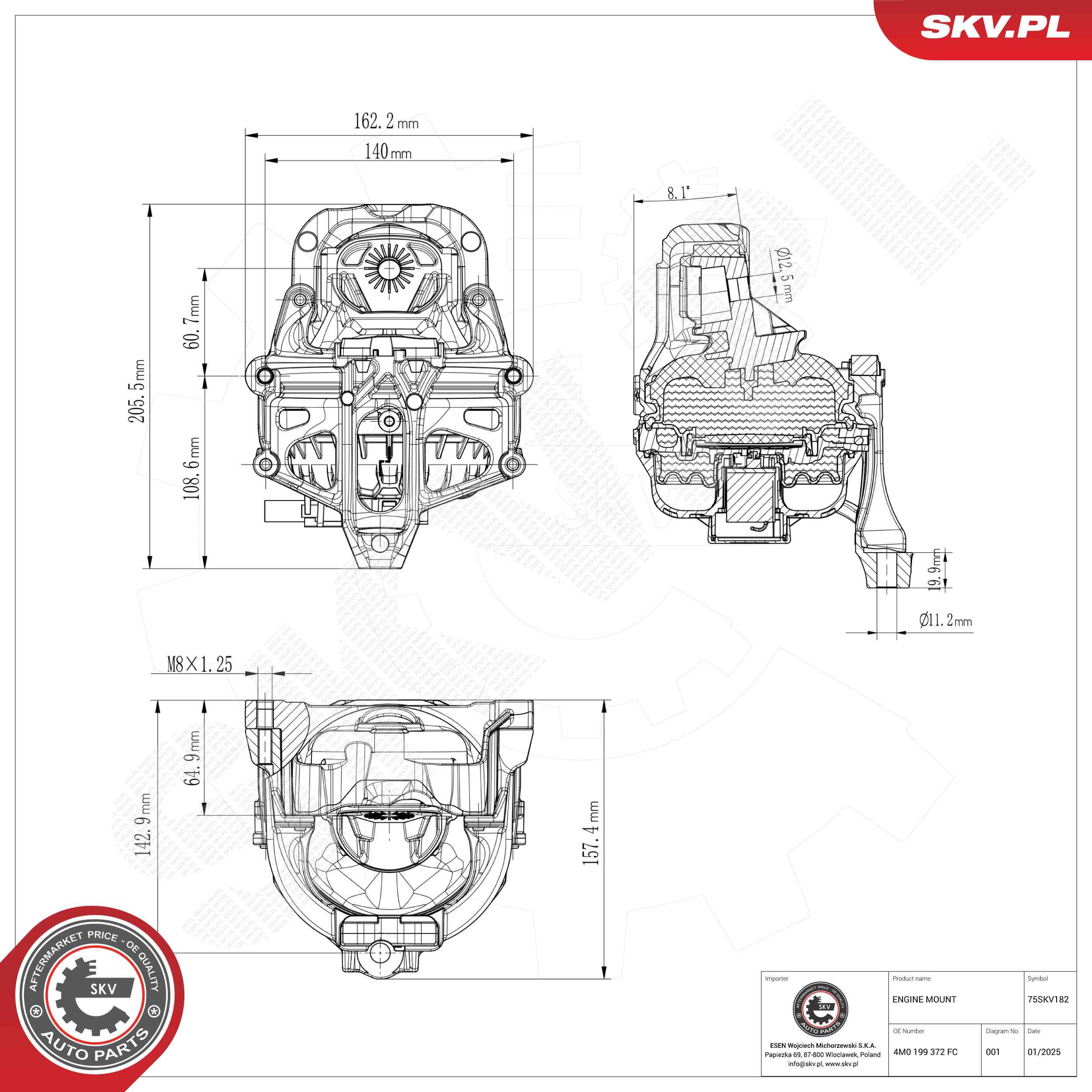 ESEN SKV 75SKV182 Mounting, engine