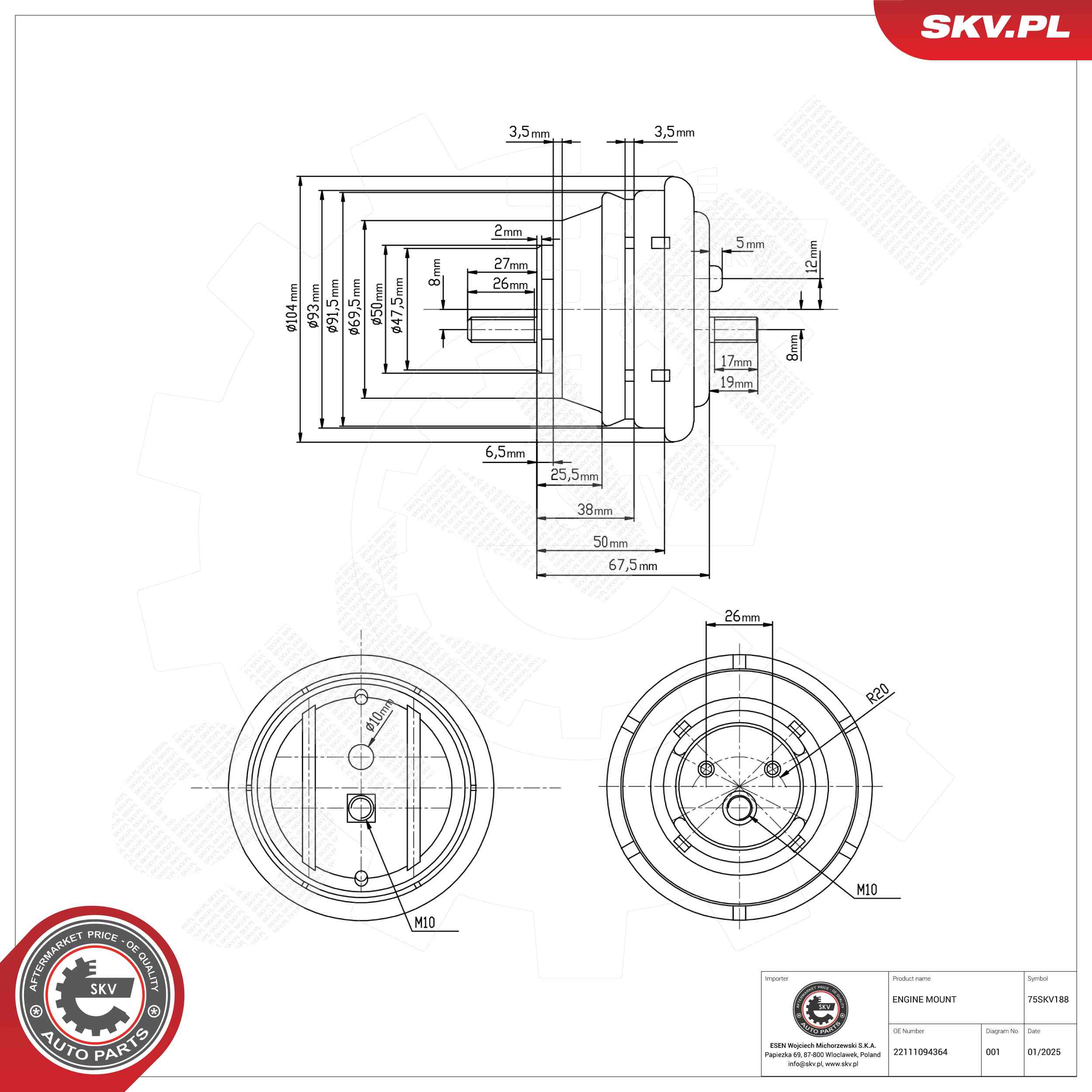 ESEN SKV 75SKV188 Mounting, engine