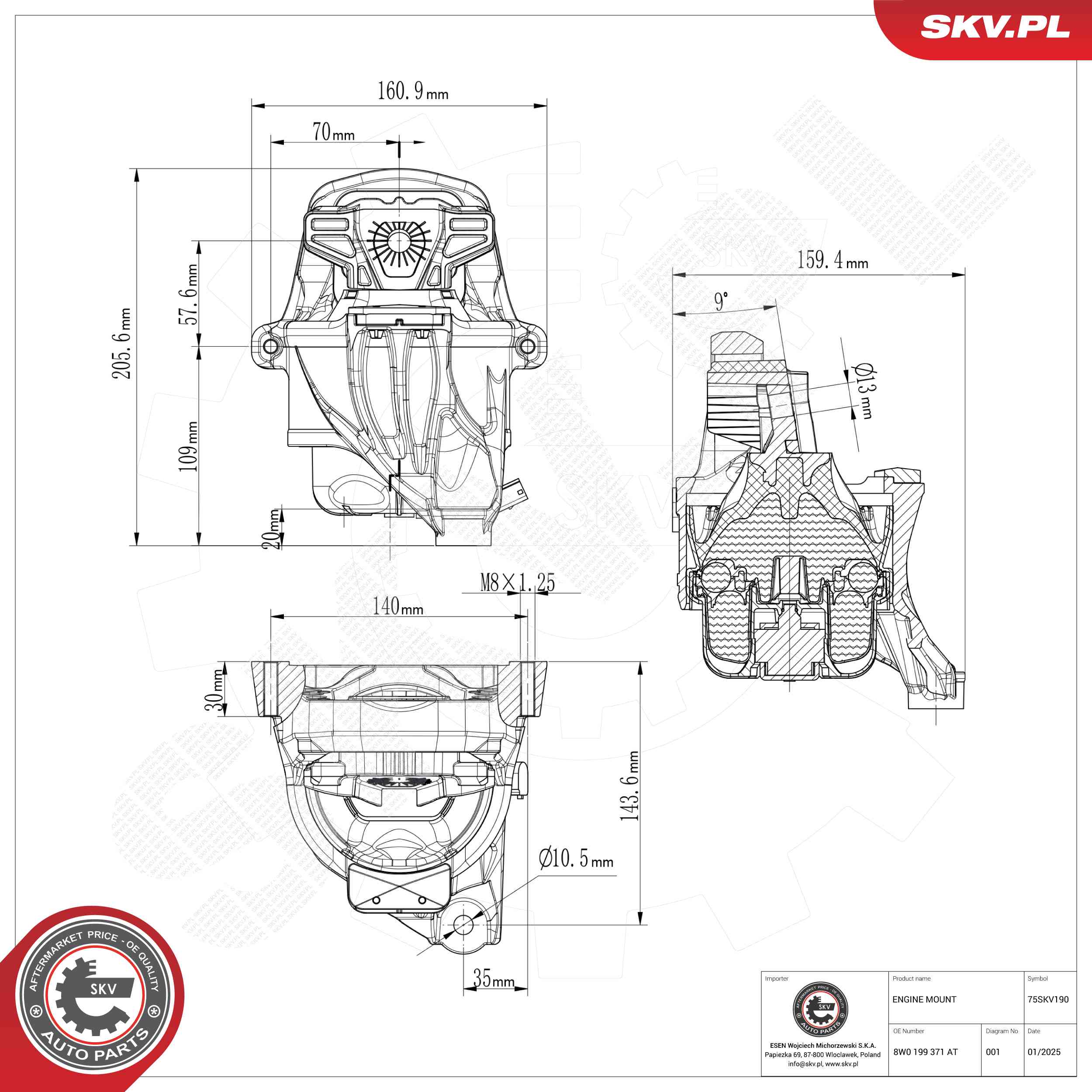 ESEN SKV 75SKV190 Mounting, engine