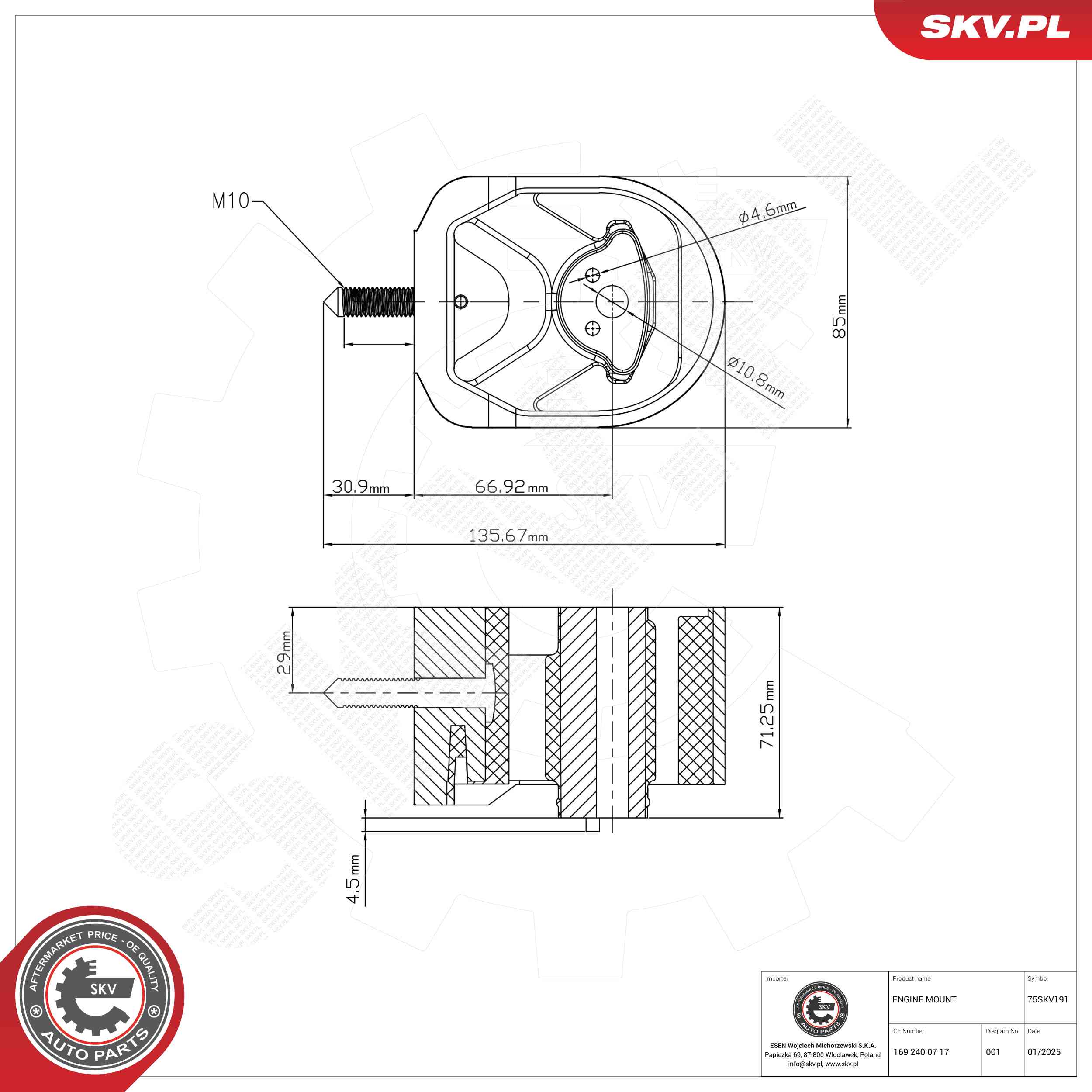 ESEN SKV 75SKV191 Mounting, engine