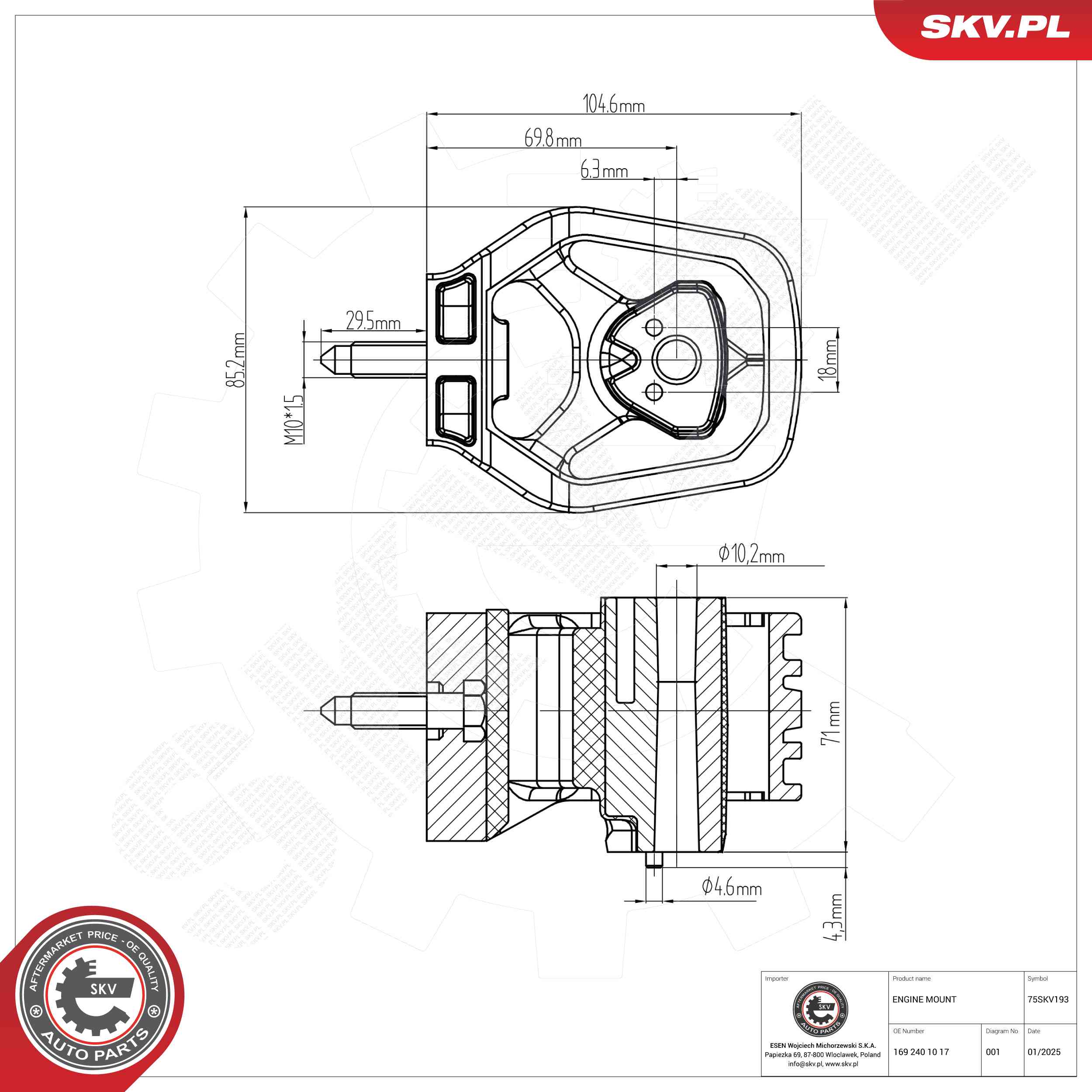 ESEN SKV 75SKV193 Mounting, engine