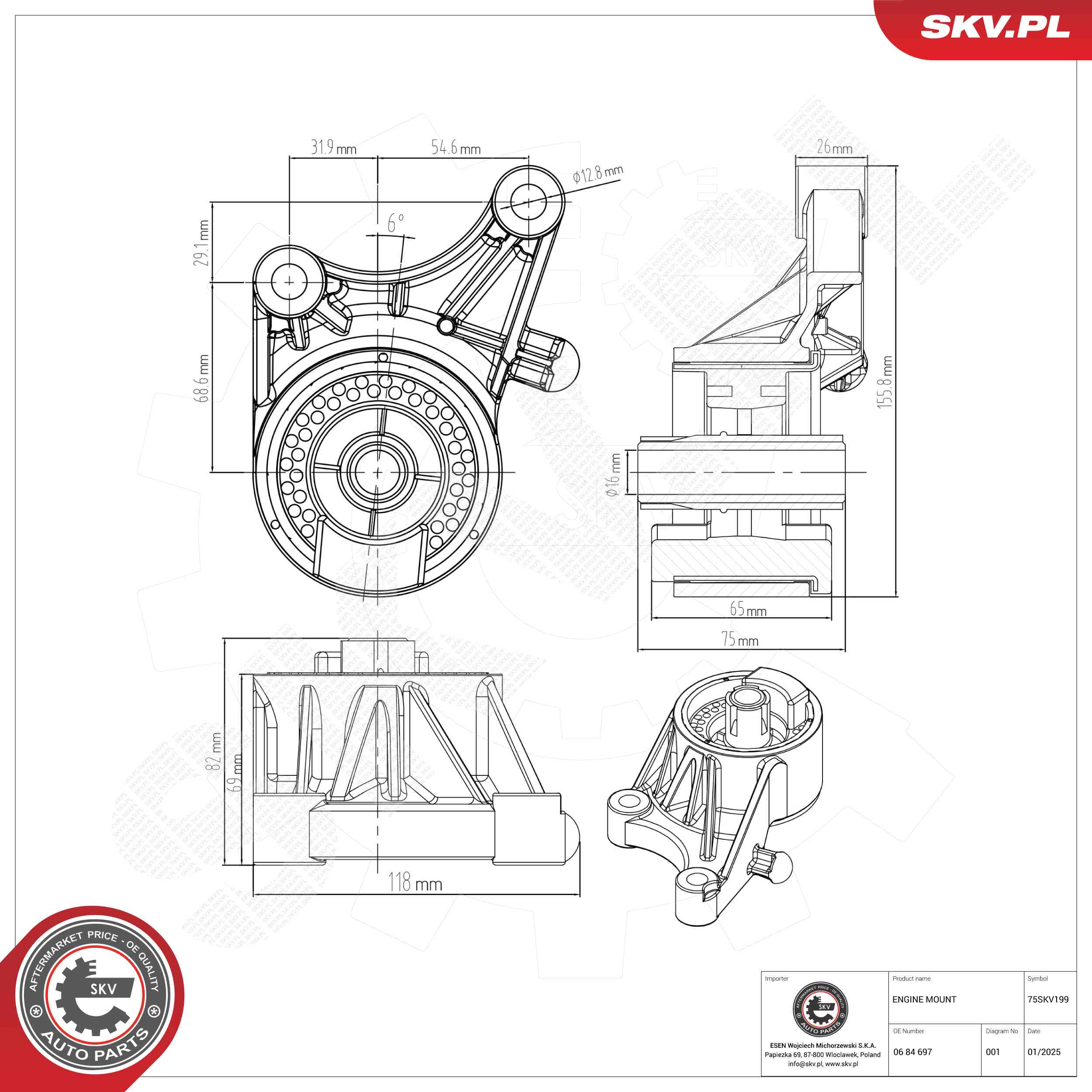 ESEN SKV 75SKV199 Mounting, engine