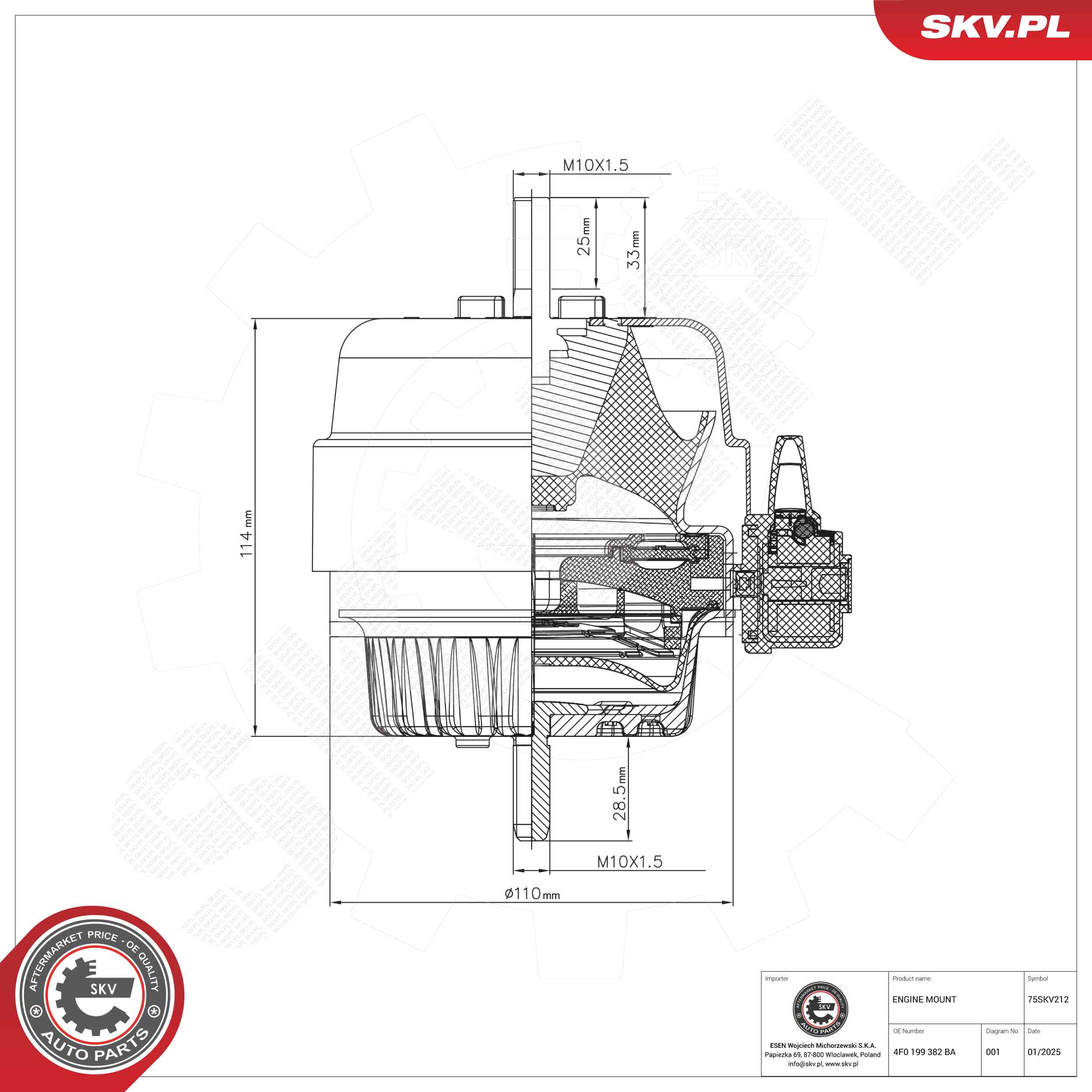 ESEN SKV 75SKV212 Mounting, engine